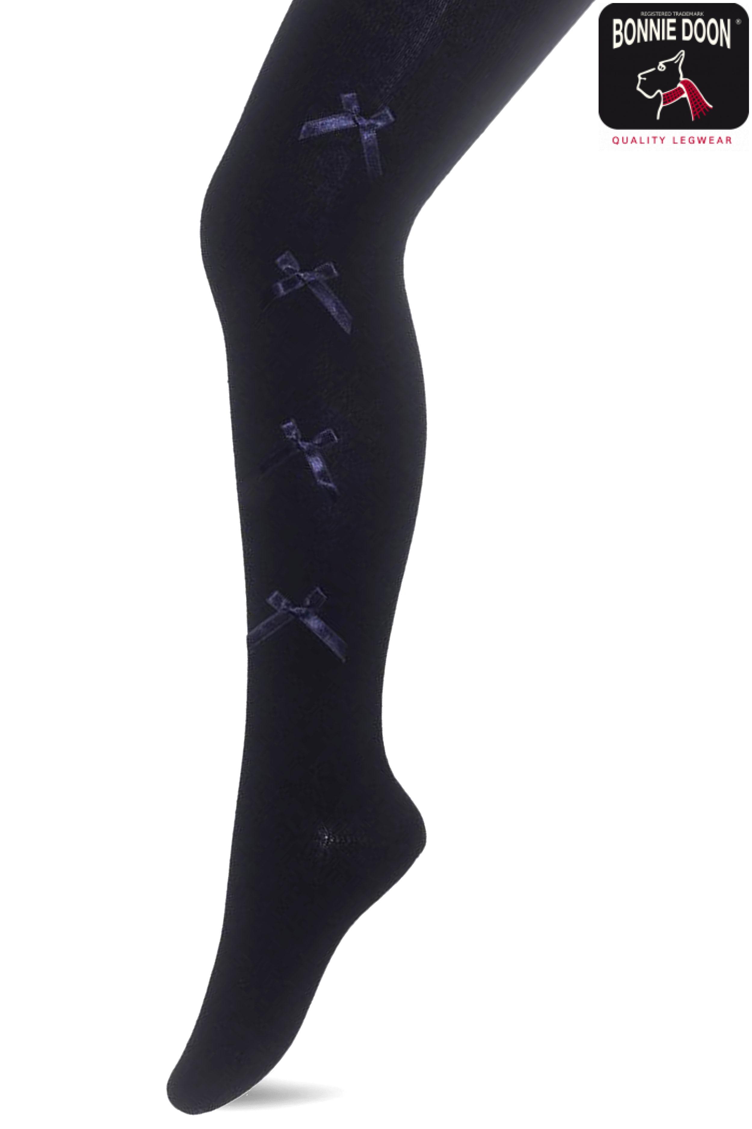 Satin Ribbon Tights Navy