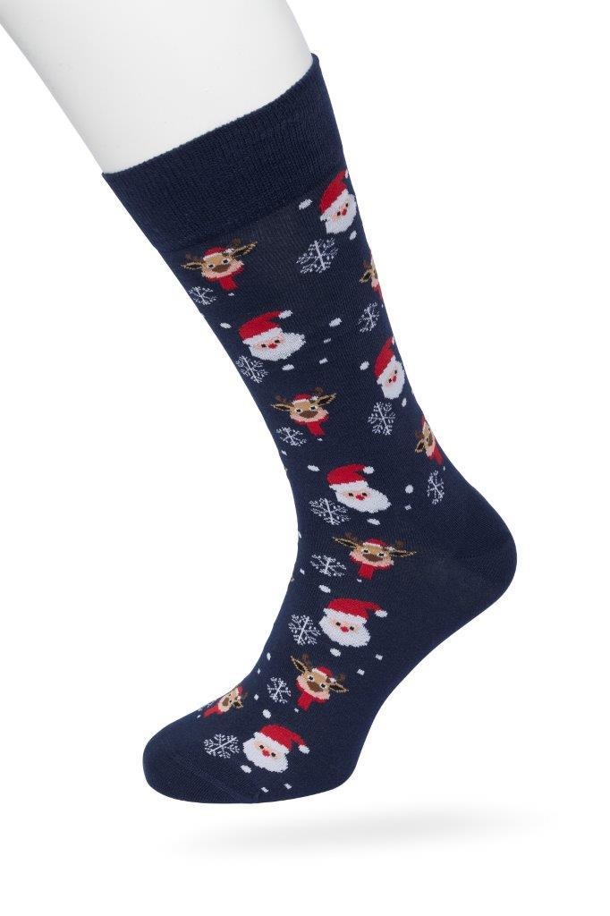 Santa and Rudolf socks Dark blue