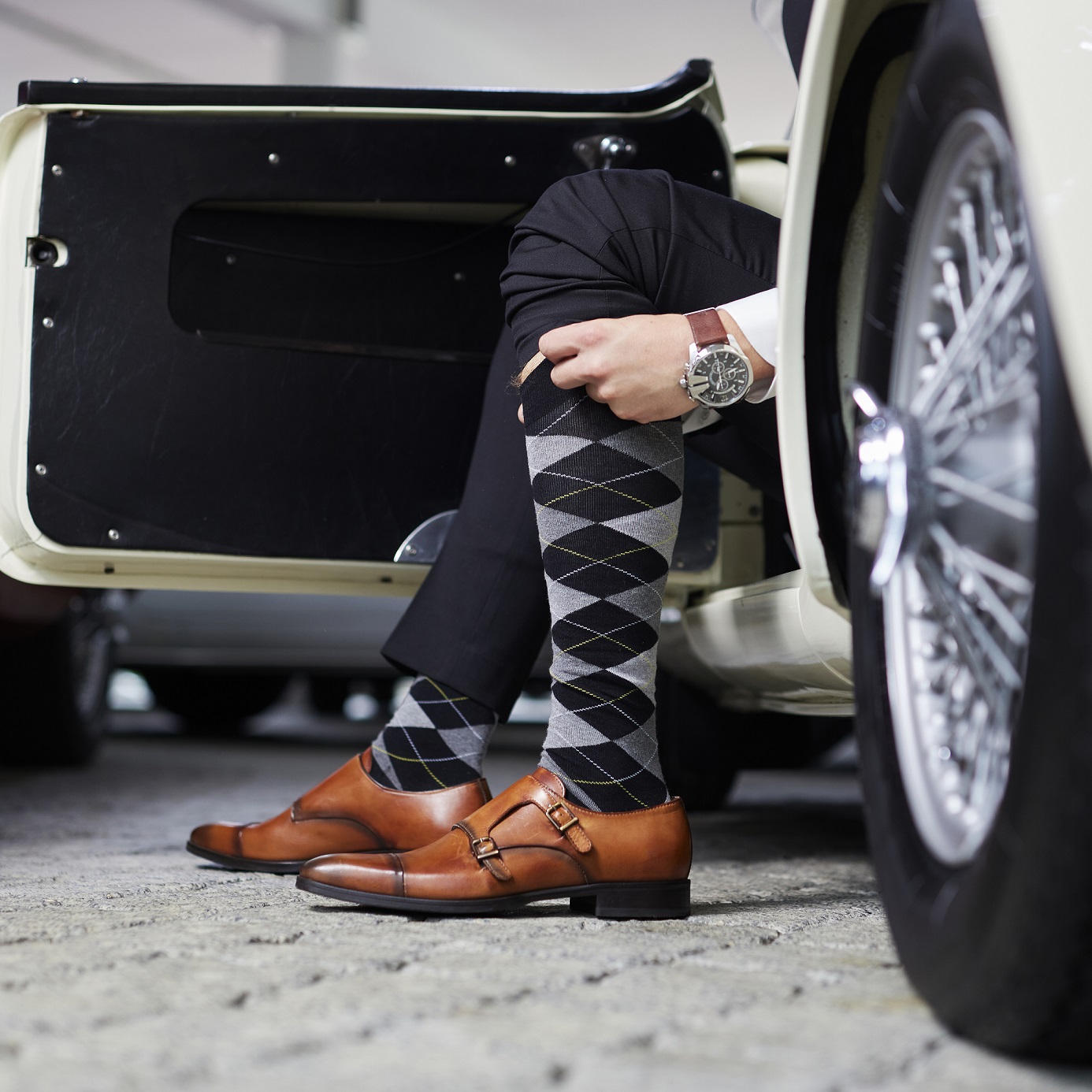 Argyle knee high Black