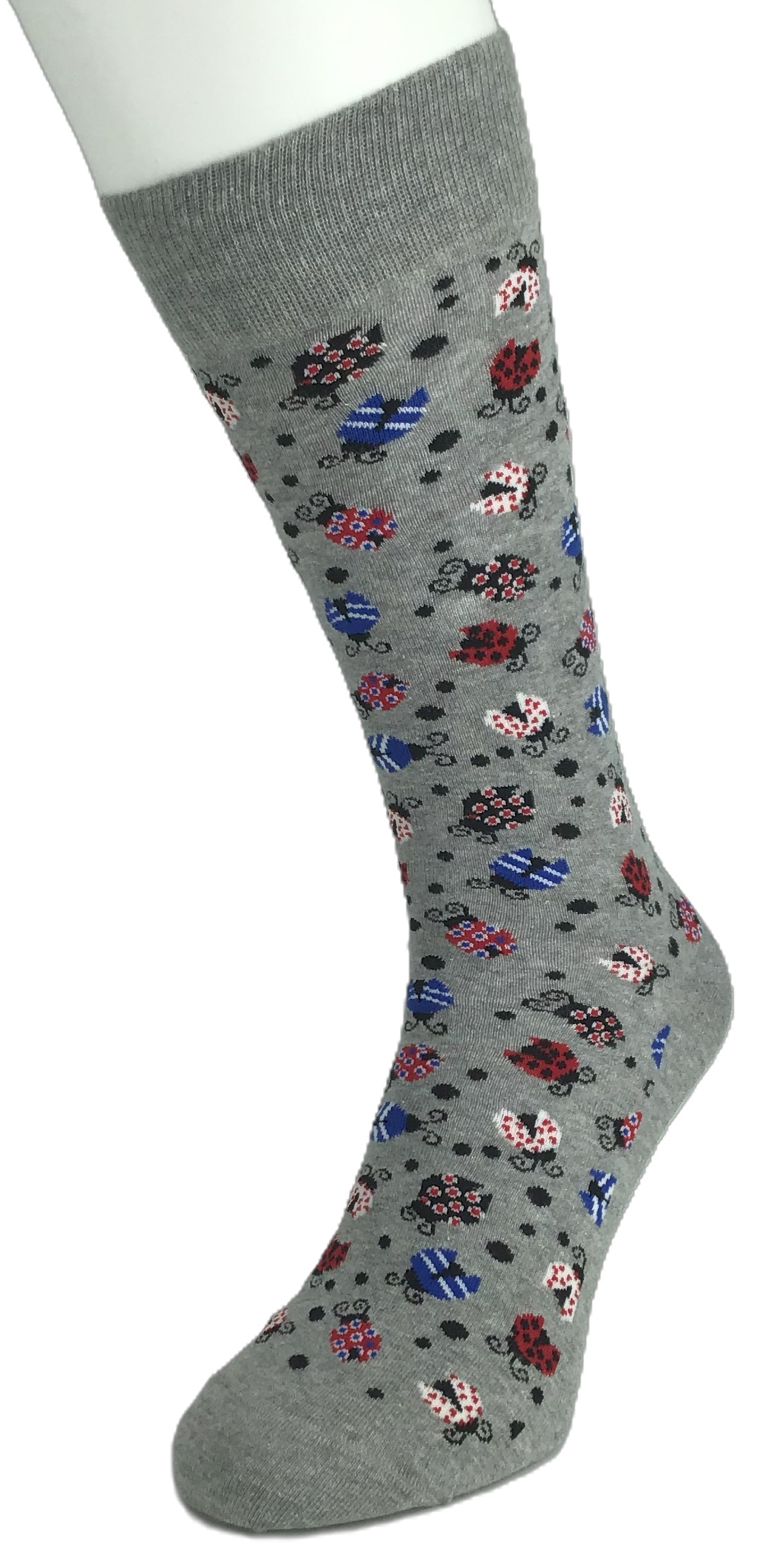 Colorful Ladybirds Sock Grey melange