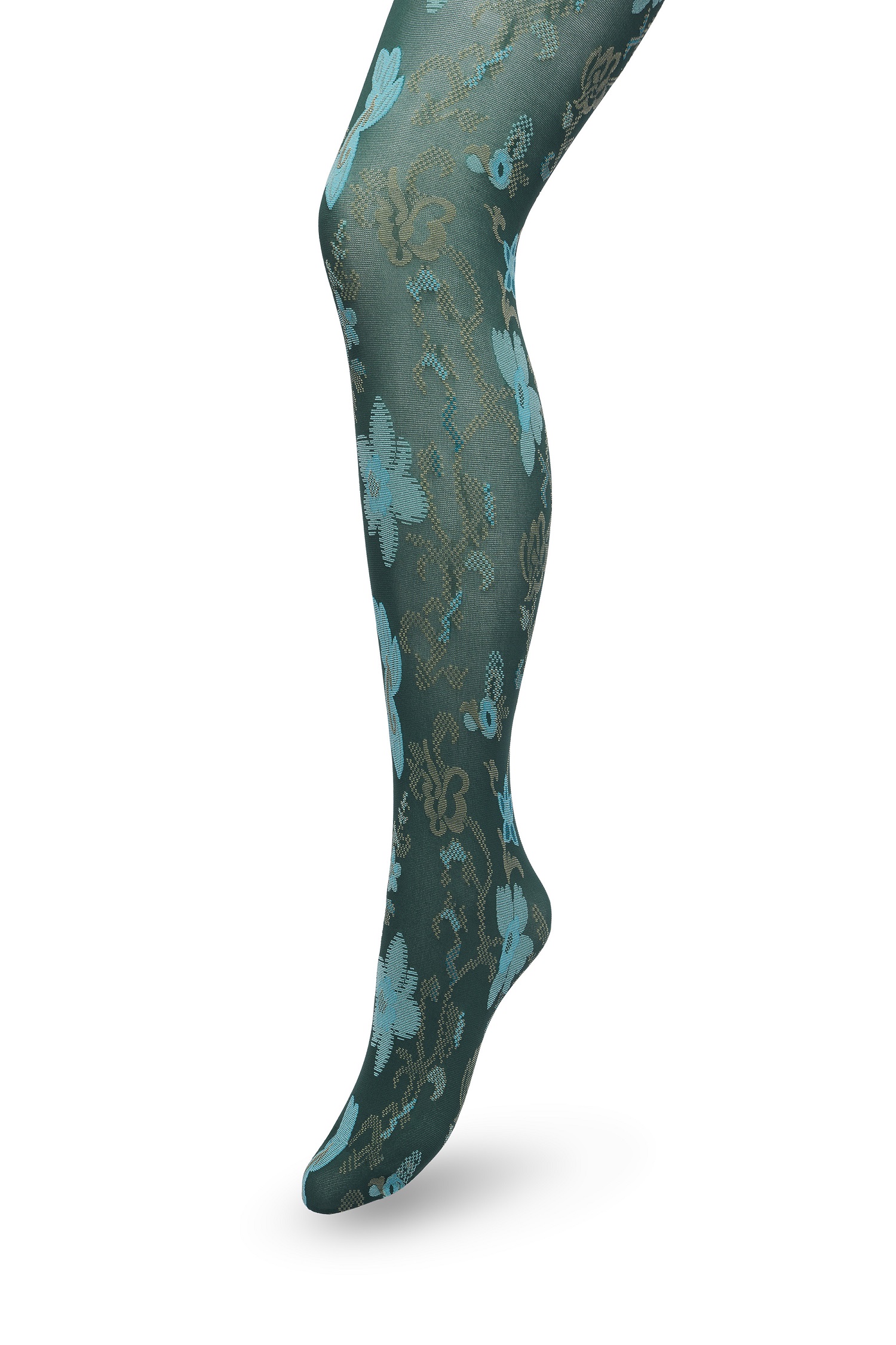Floral Ornament Tights Trekking green