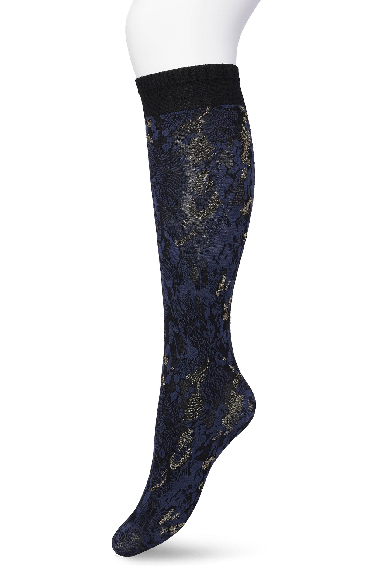 Botanical Lurex knee high Black iris