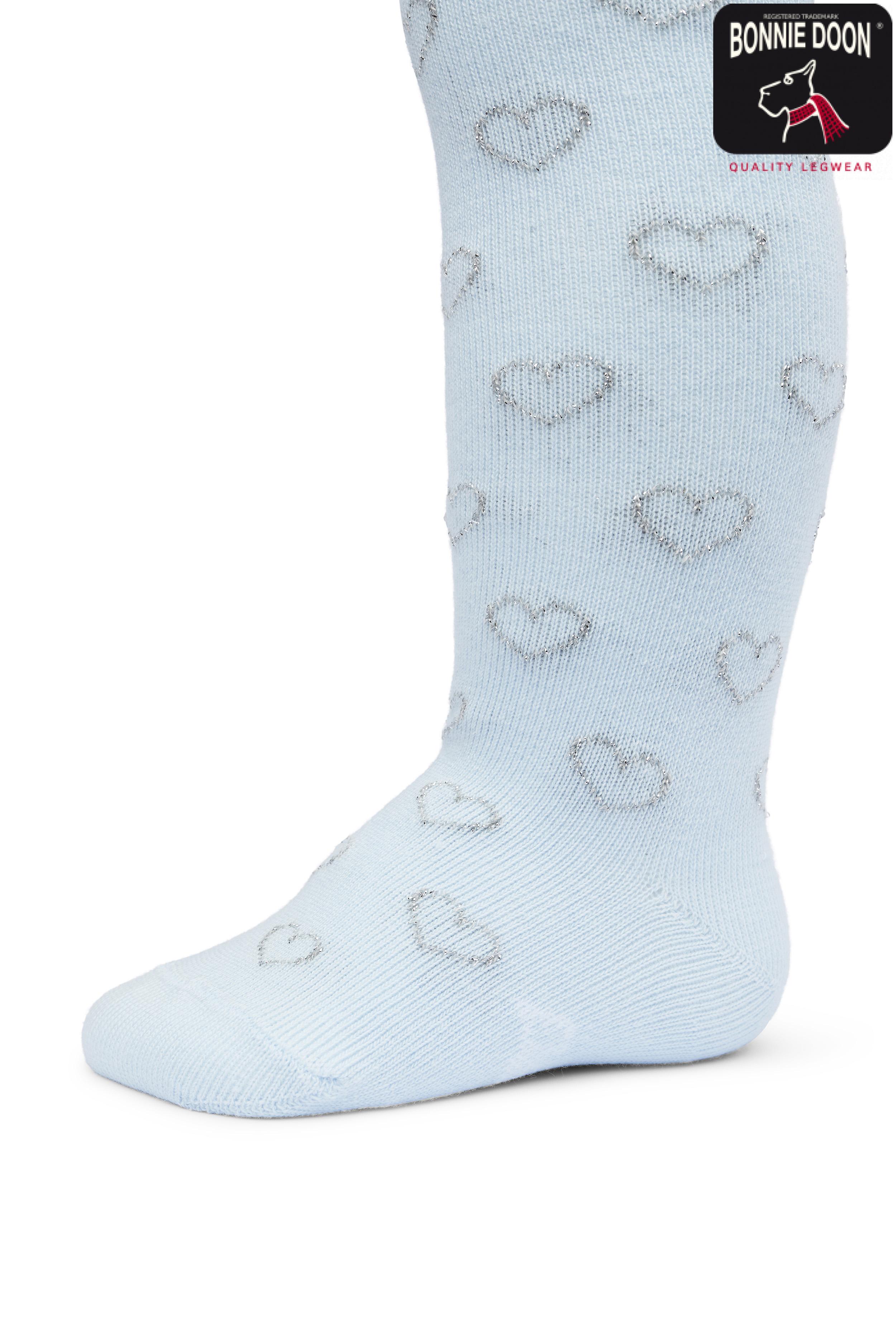 Lurex hearts tights organic Balladblue silver