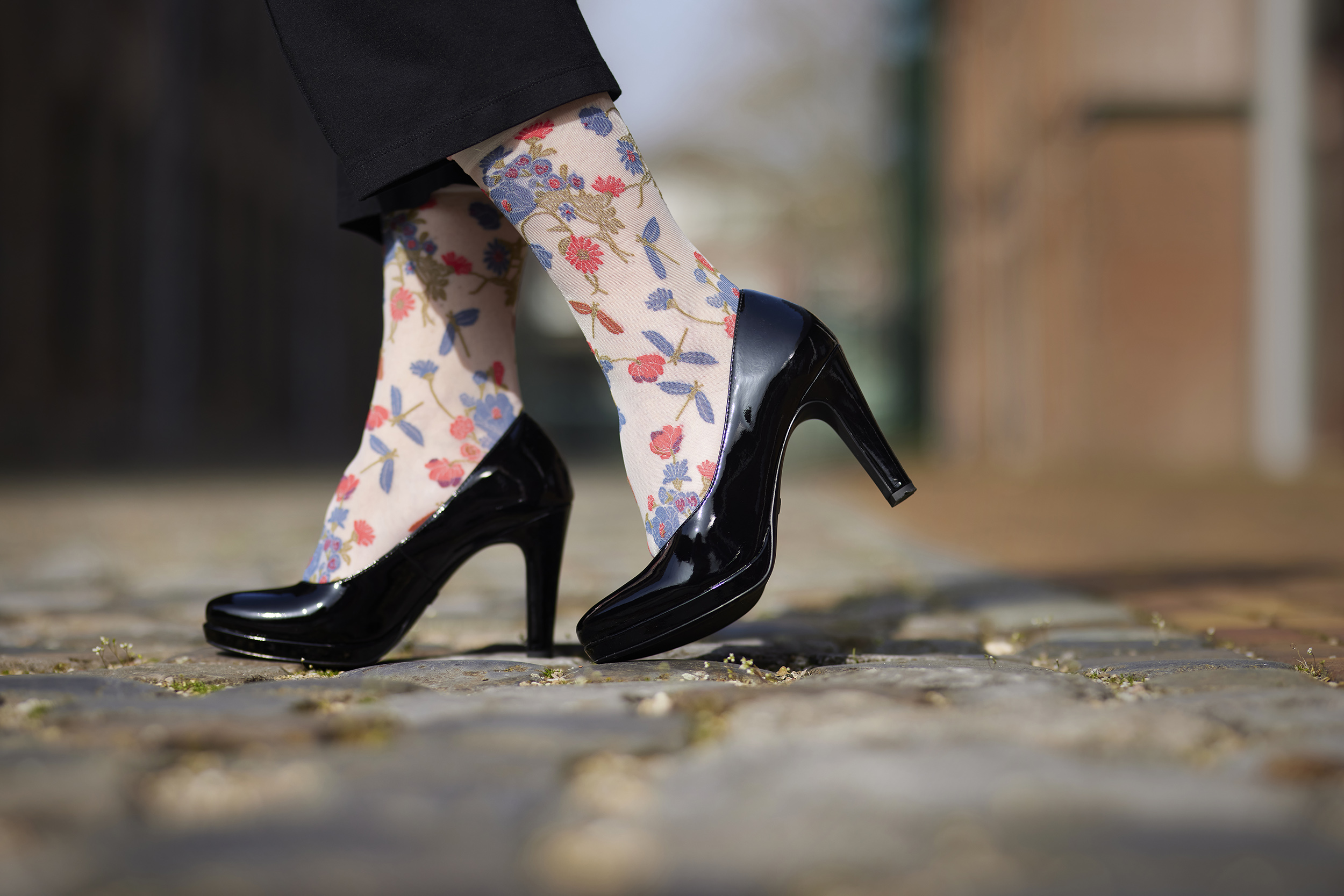 Retro Flower sock Red