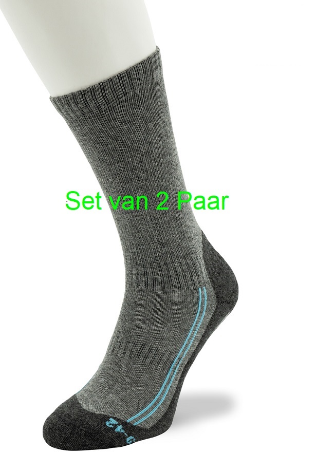 Walking Socks Cotton  set of 2 pairs Grey Mele /Blue