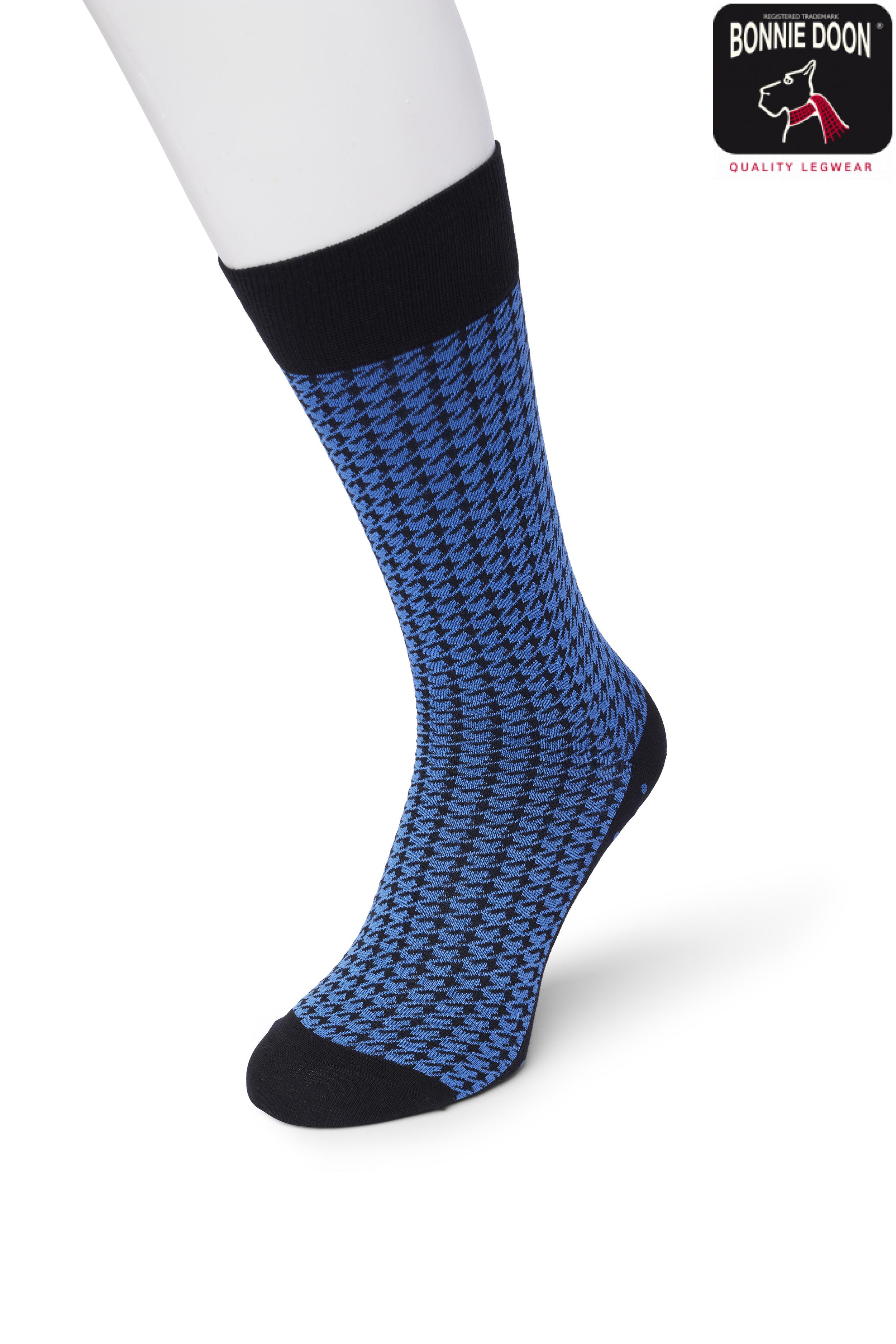 Houndstooth sock Strong blue