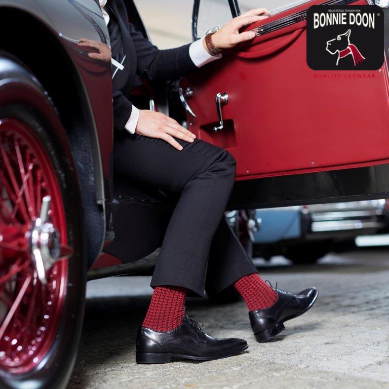 Houndstooth sock Sudan brown