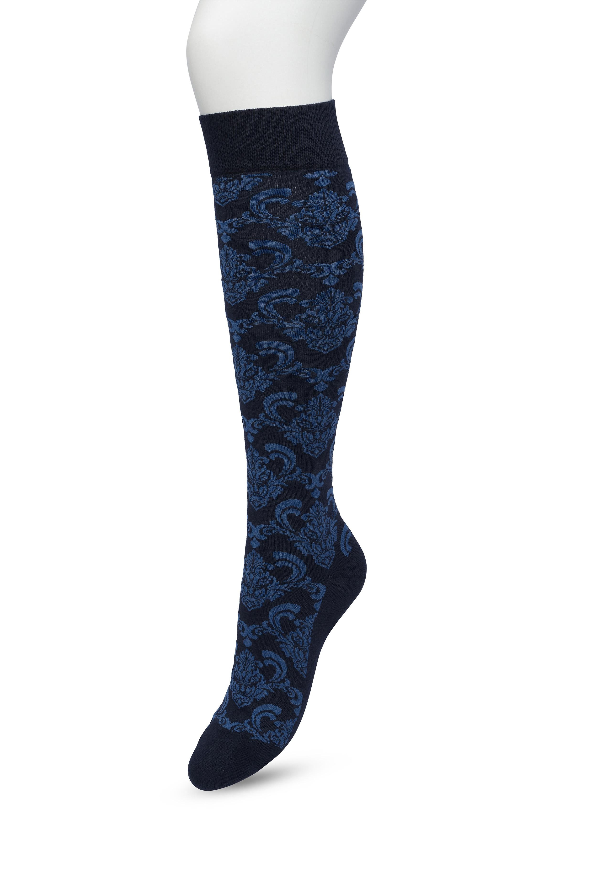 Ornament Knee high Sock Navy