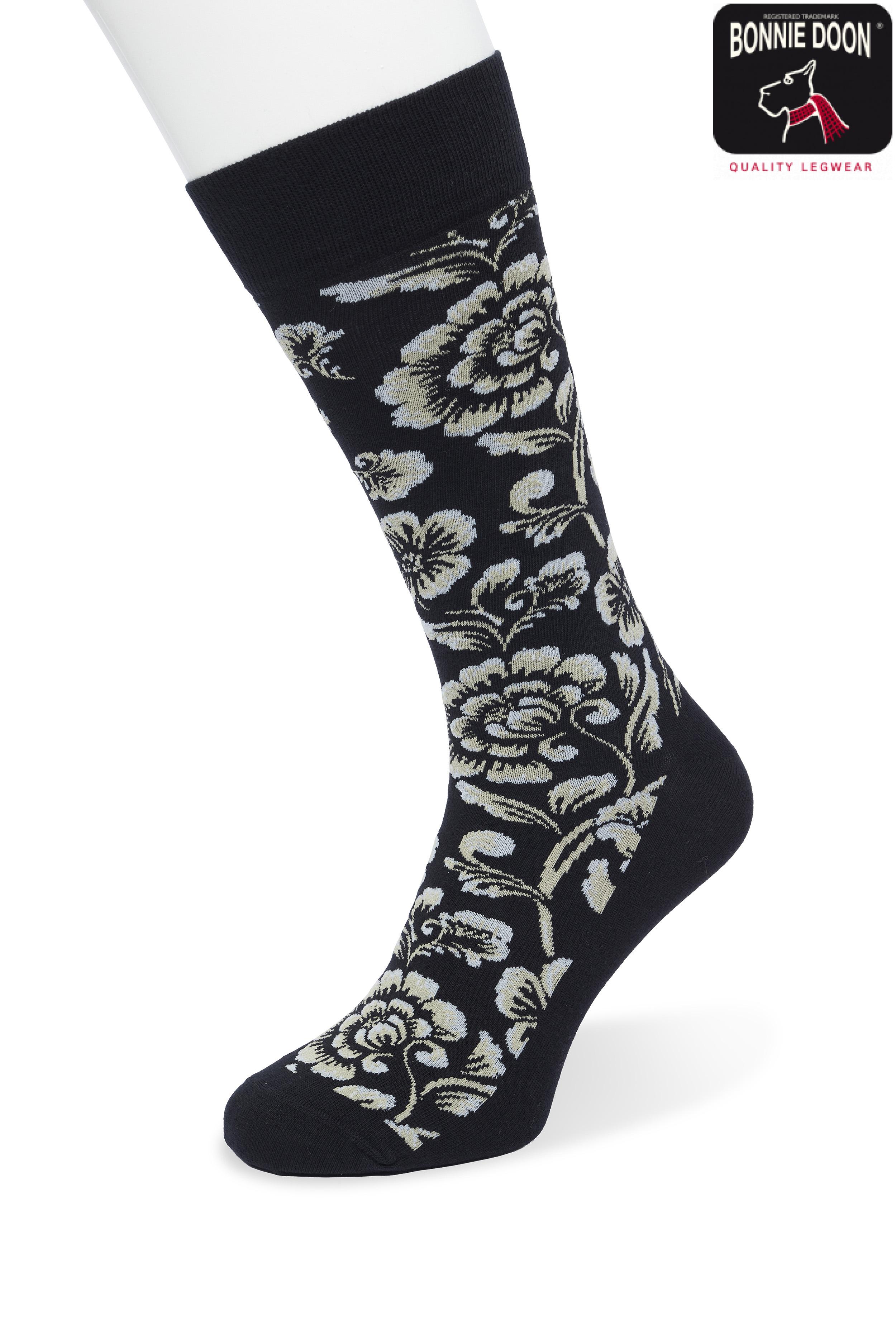 Barock Flower sock Black