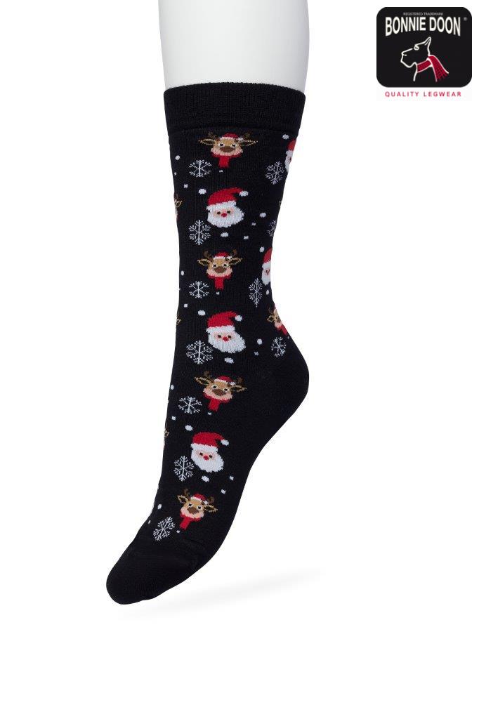 Santa and Rudolf socks Black