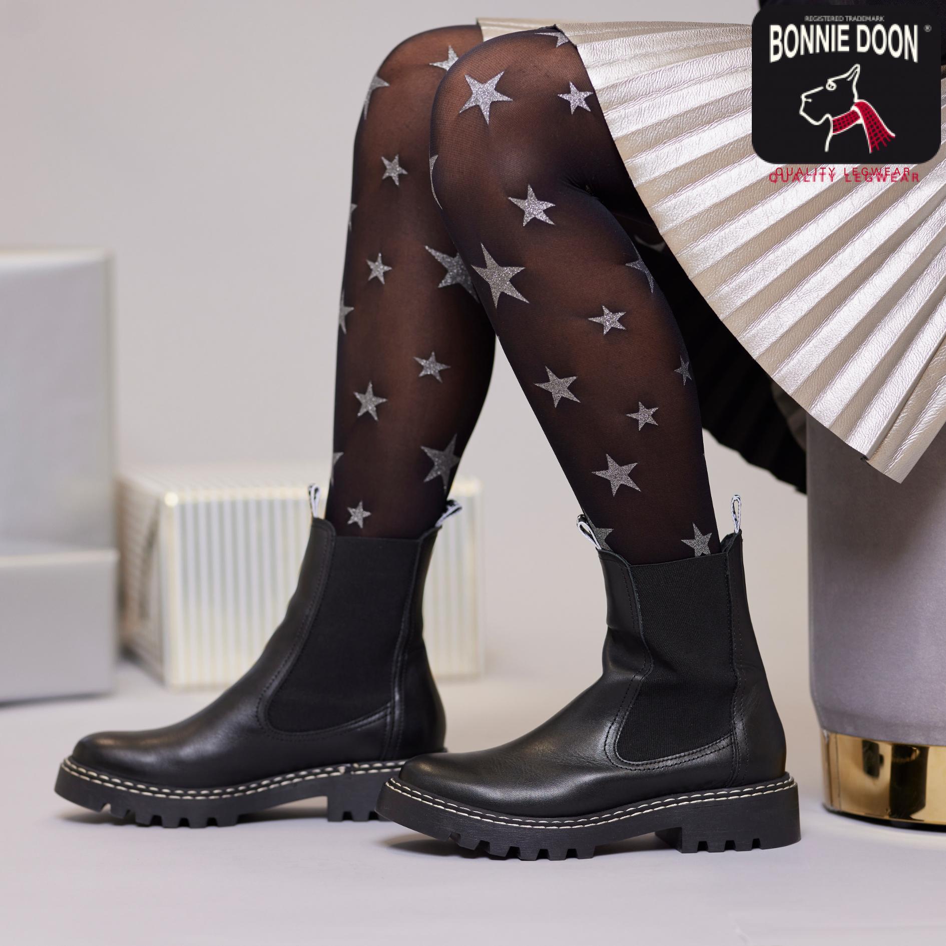 Twinkling stars tights Black silver