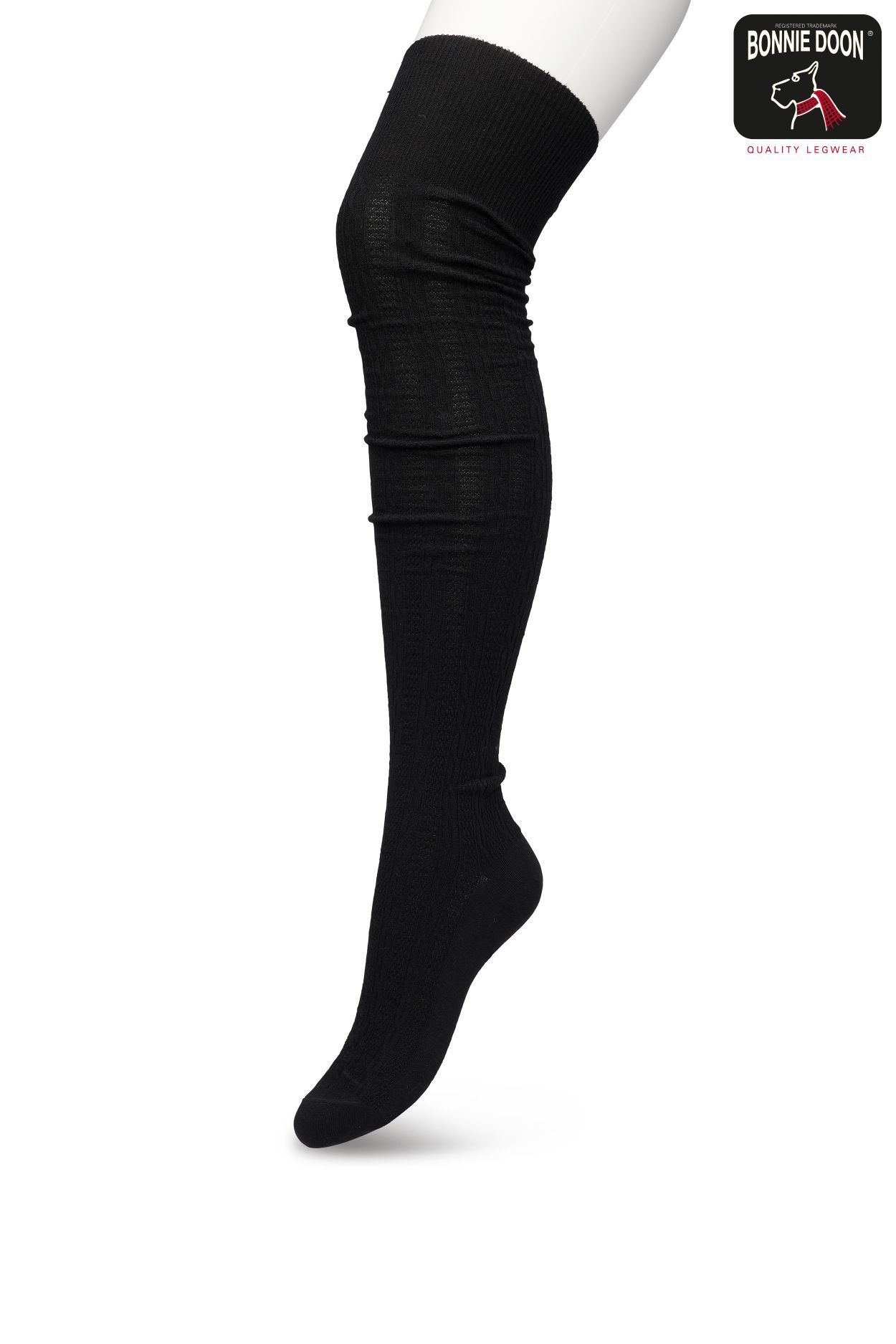 Classic Cable Over Knee Sock Black