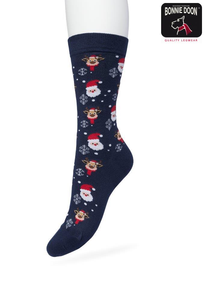 Santa and Rudolf socks Dark blue