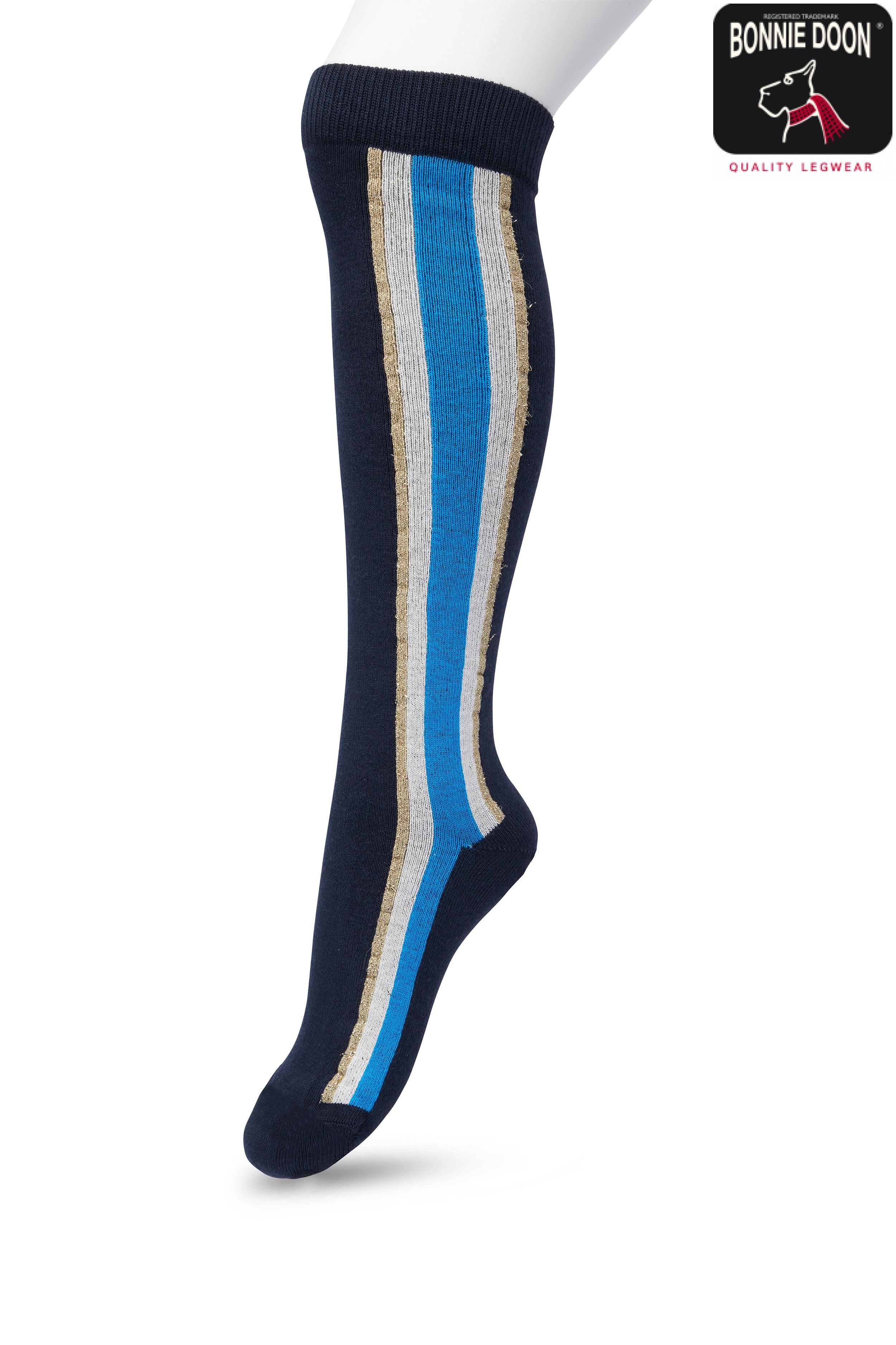 Sporty Stripe Knee Sock Navy
