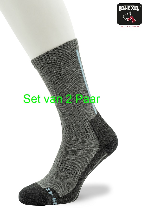 Working Sock Cotton set of 2 pairs Grey Mele /Blue