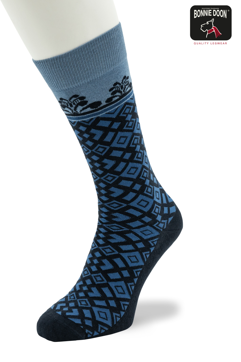 Geometric Border sock Black iris