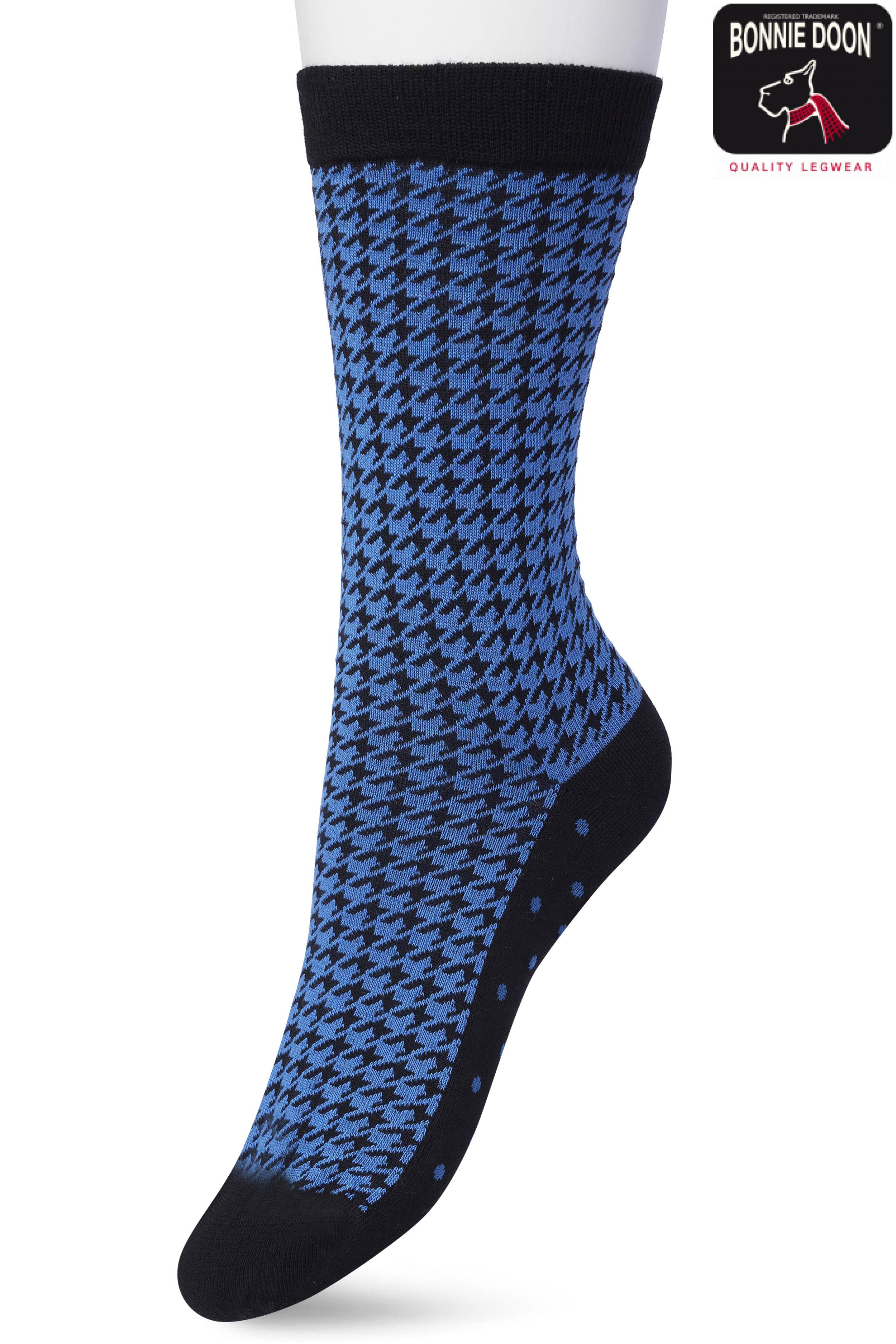 Houndstooth sock Strong blue