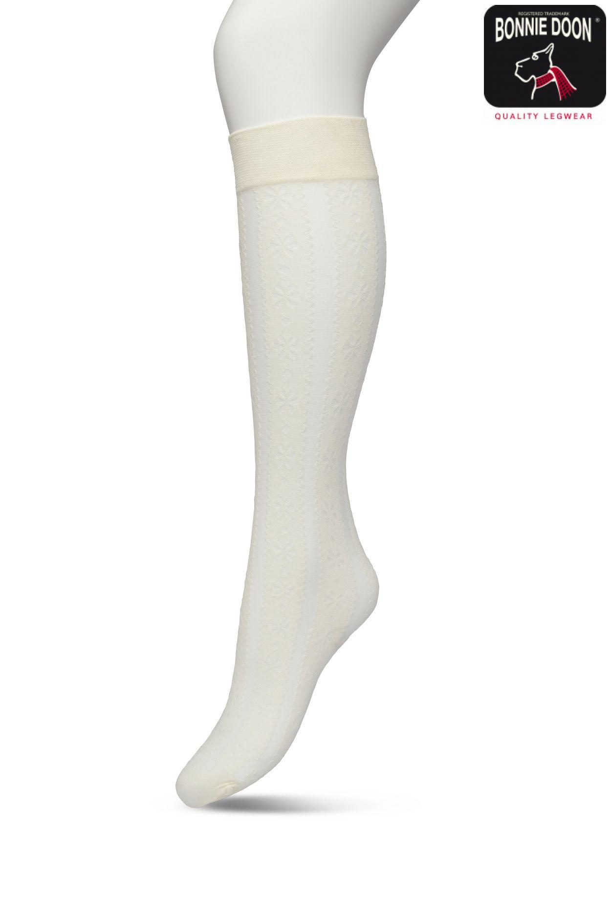 Flower Stripe Knee-High Ivory