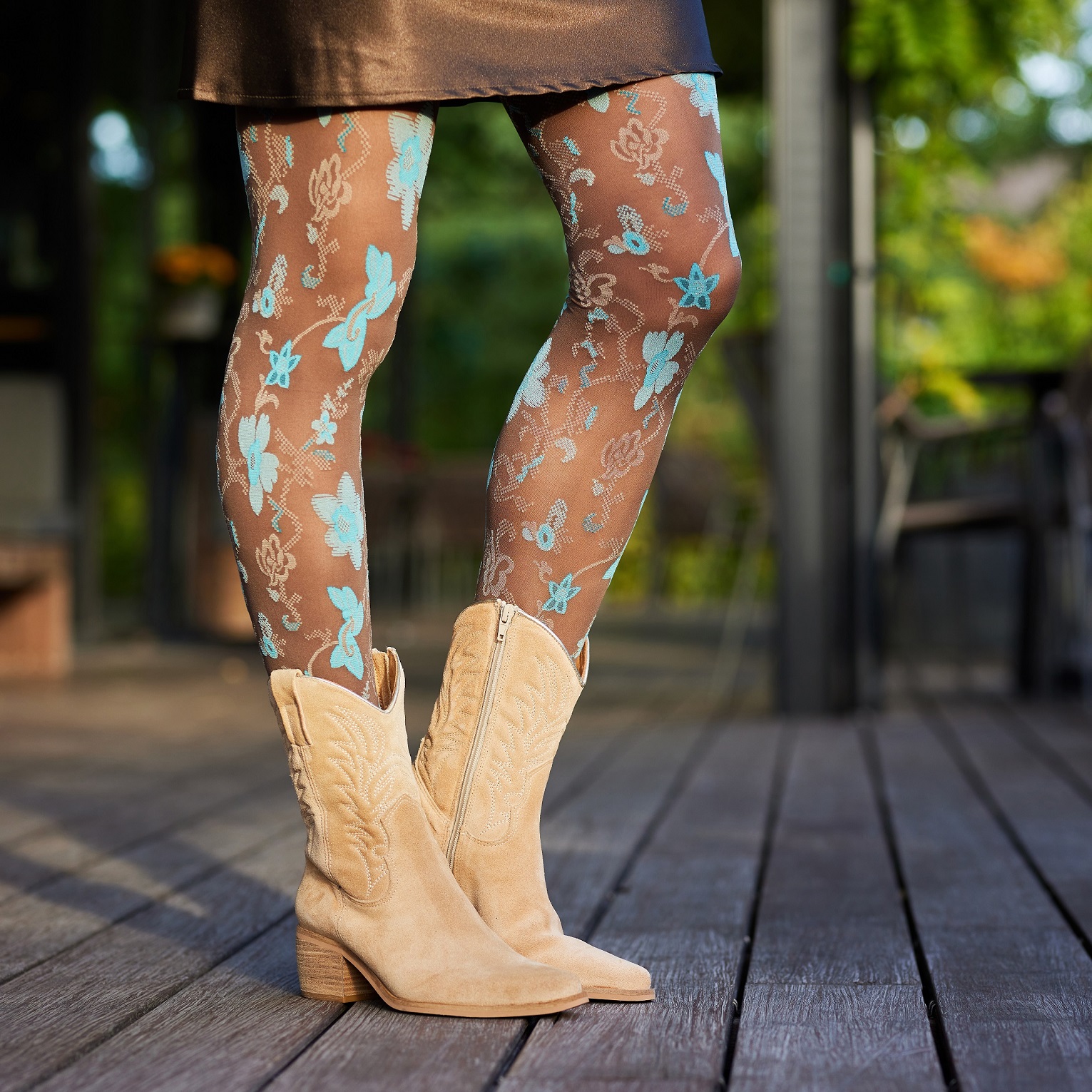 Floral Ornament Tights Grey