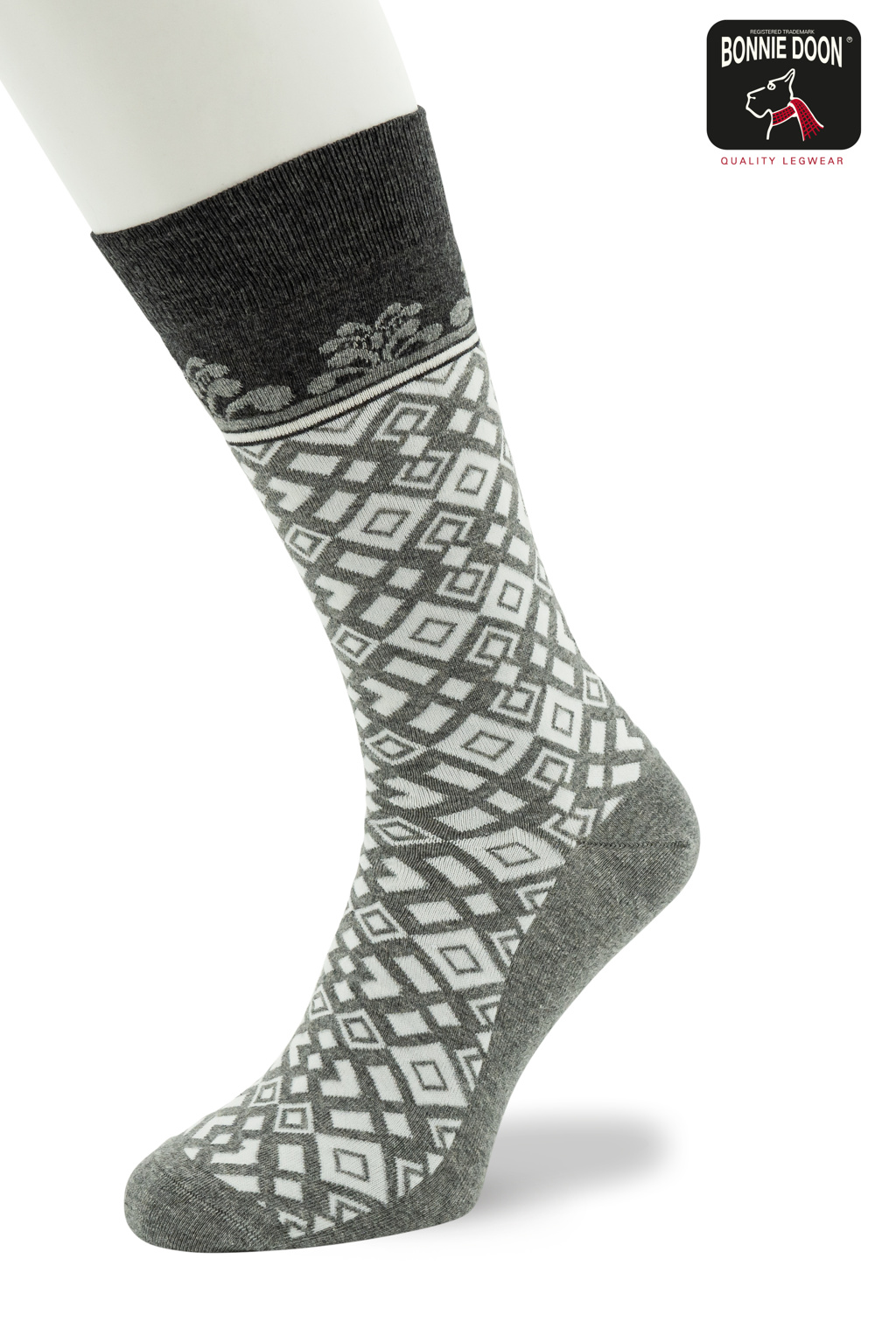 Geometric Border sock Snow white