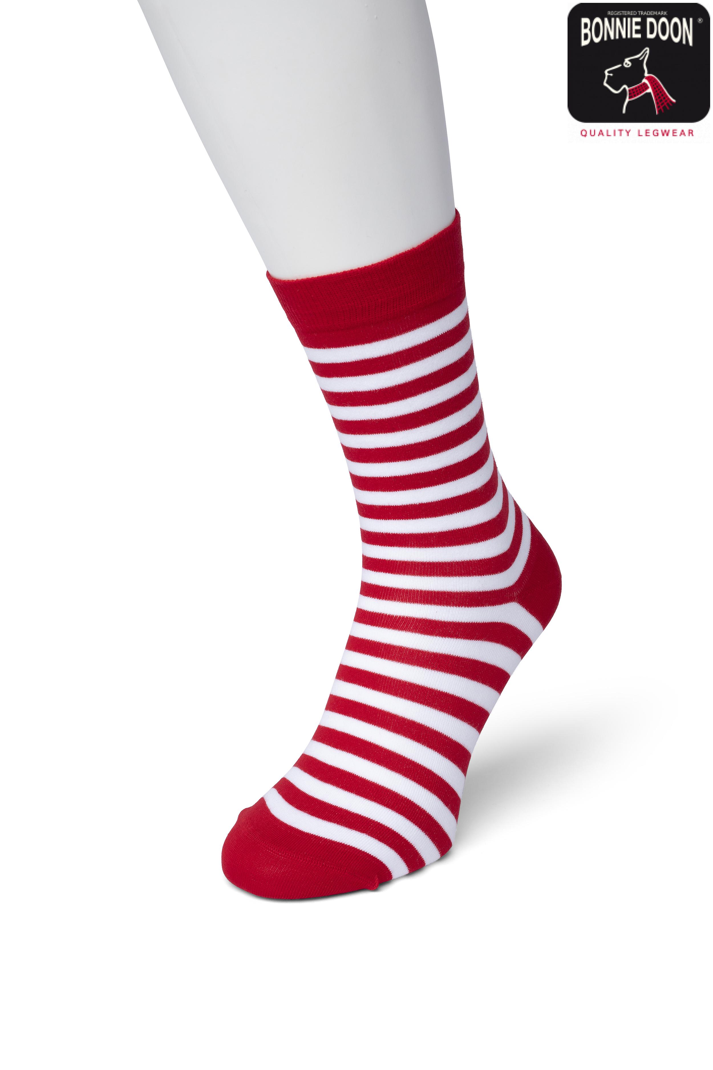 Basic Stripe sock Very red