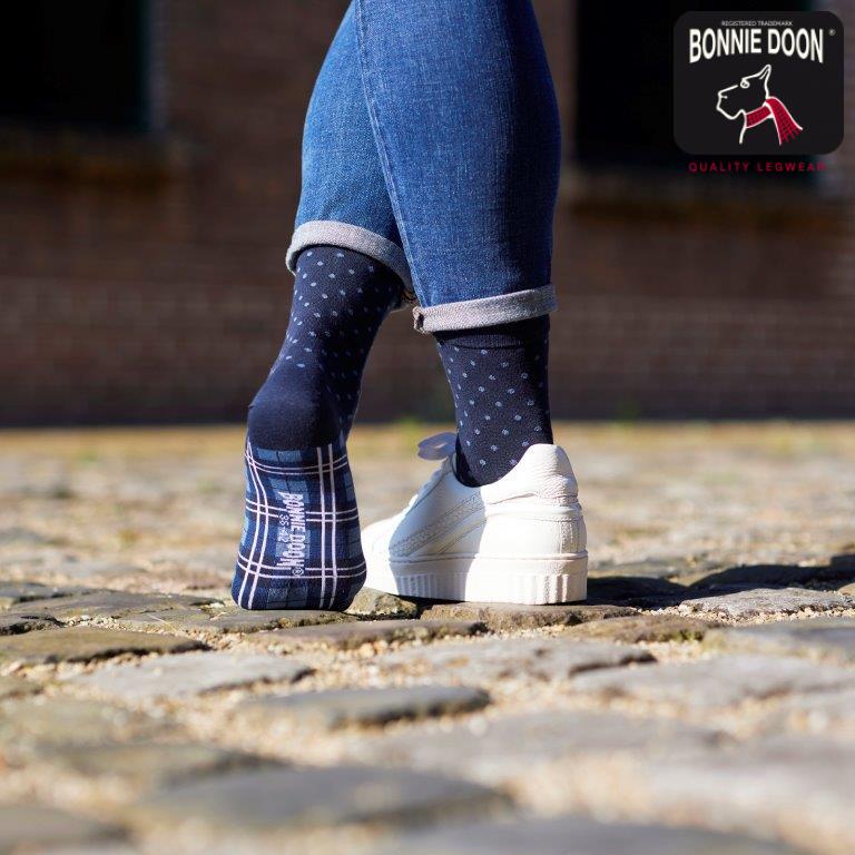 Dots & Checks sock Dark blue