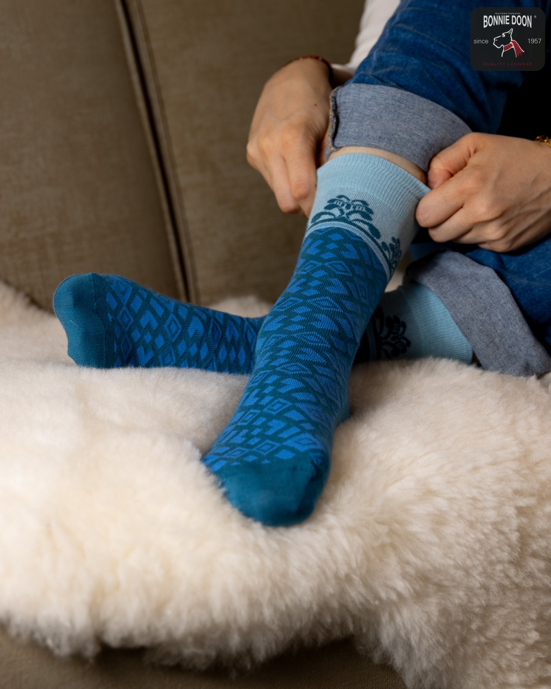 Geometric Border Sock Sweet lavender