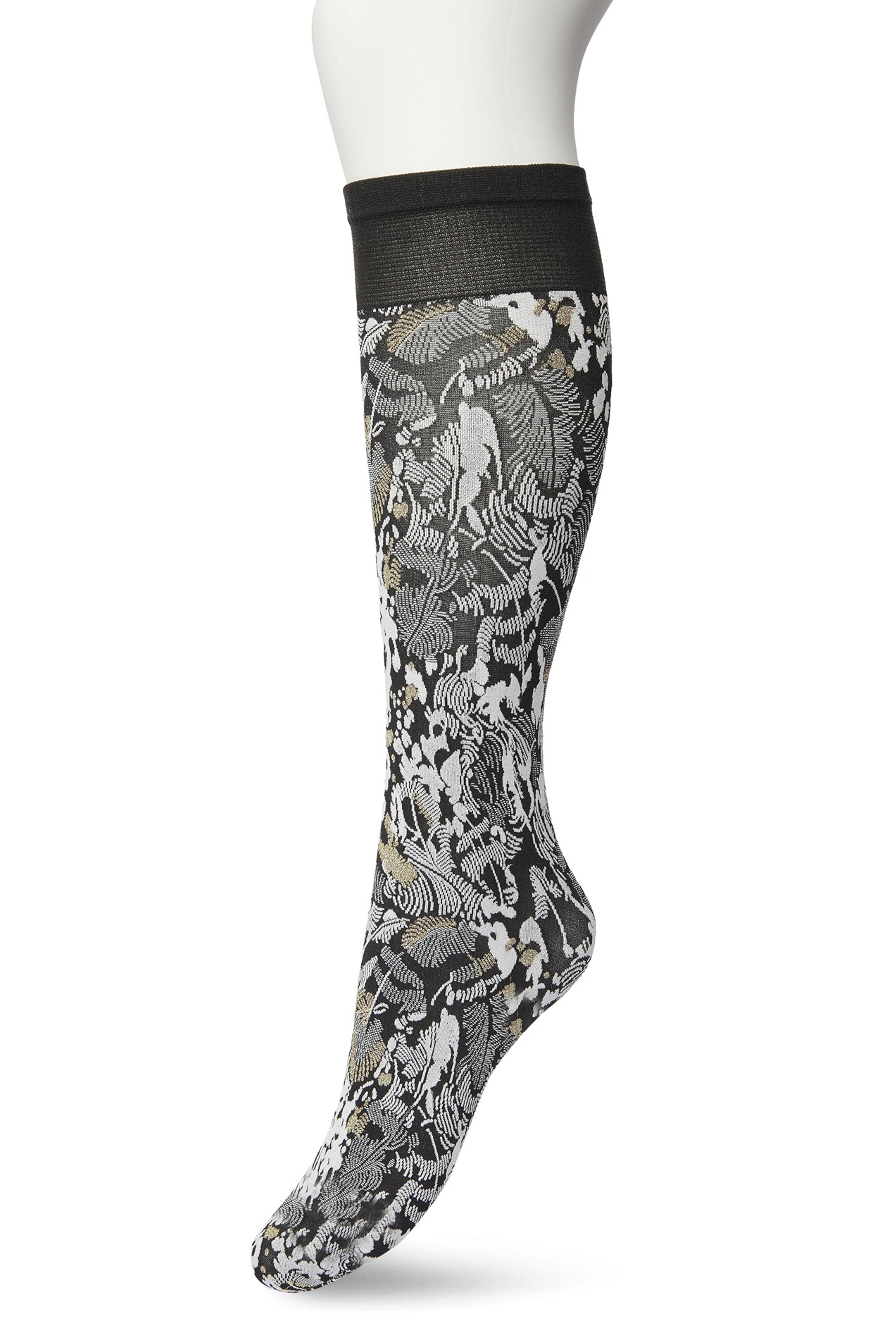 Botanical Lurex knee high Black