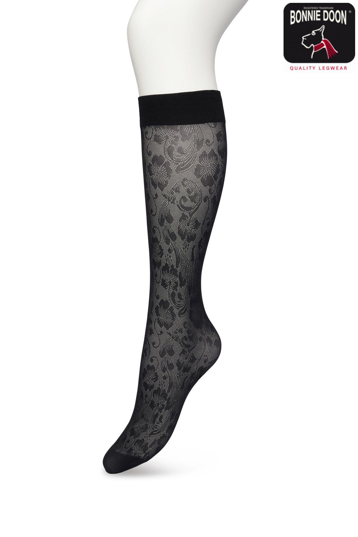 Fancy Flower Knee-High Black