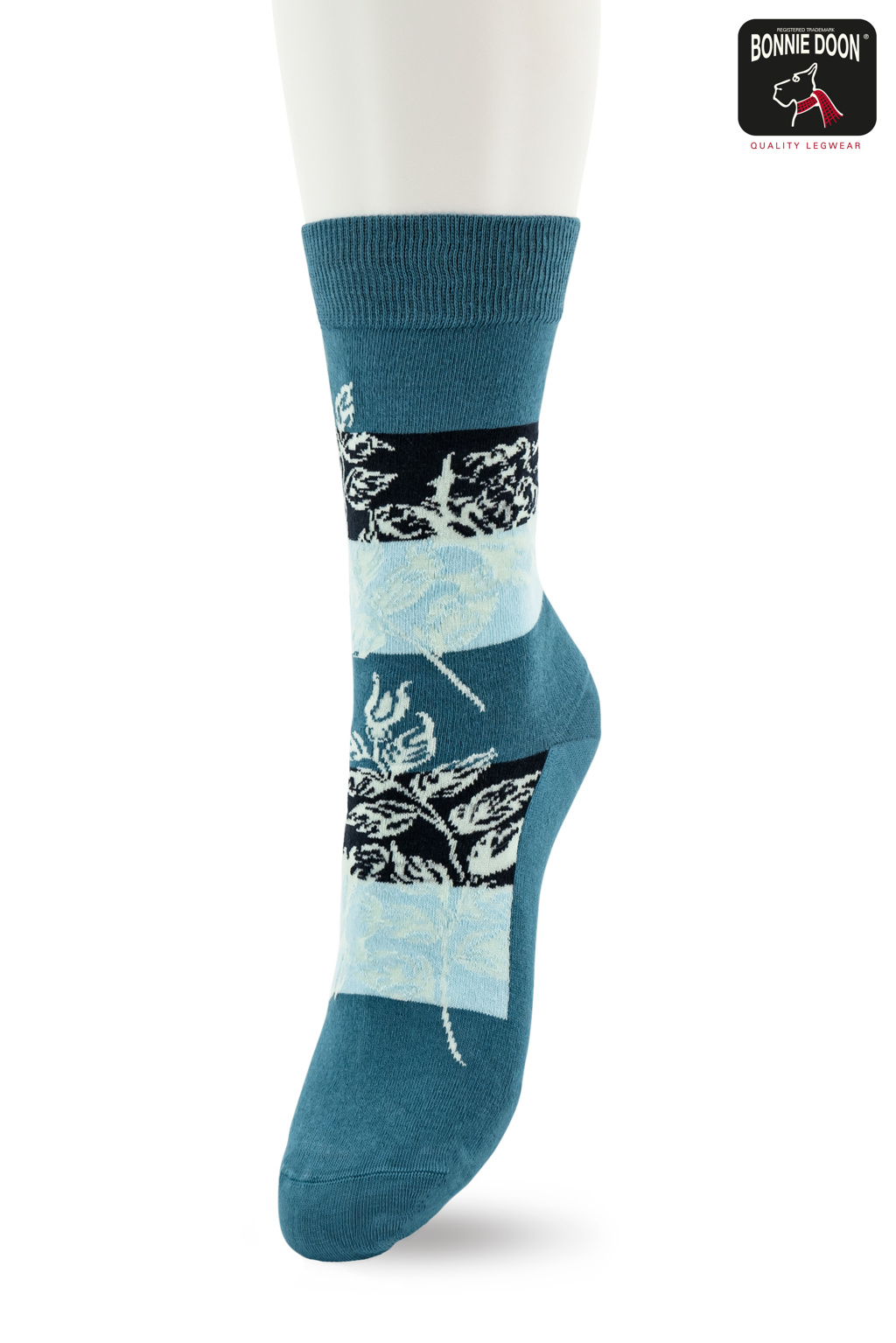 Flower and Stripes sock Storm blue