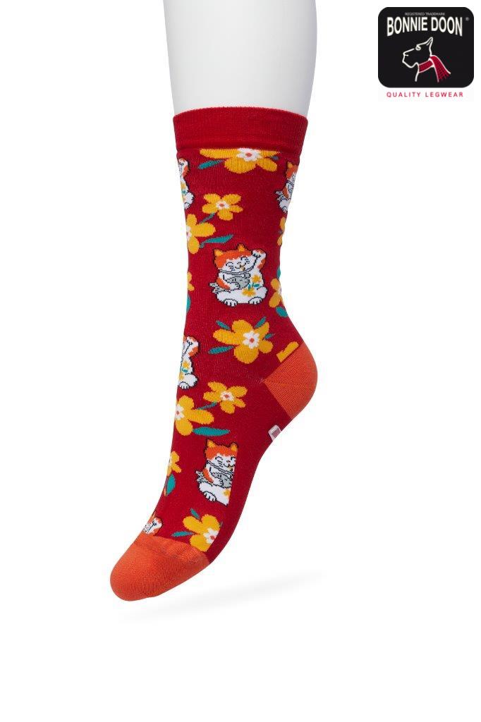 Japanese Lucky Cat sock Chili pepper