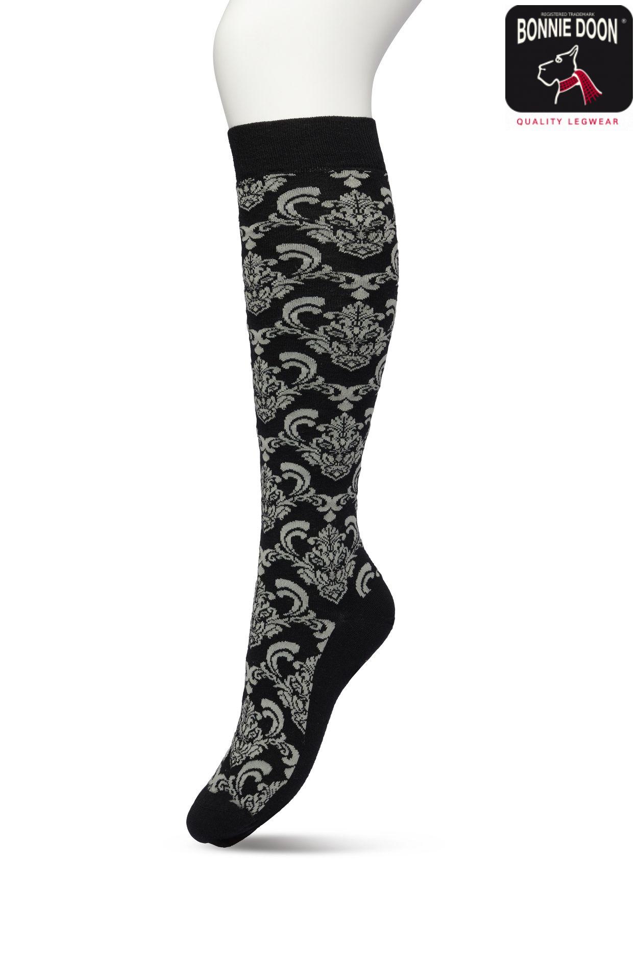 Ornament Knee high Sock Black