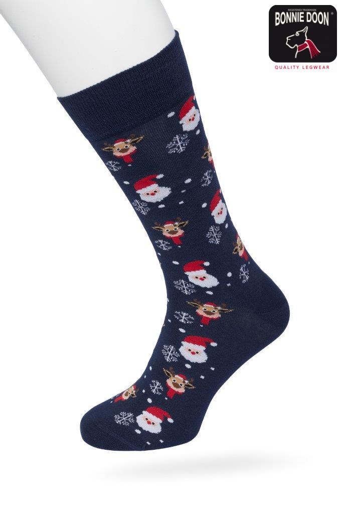Santa and Rudolf socks Dark blue