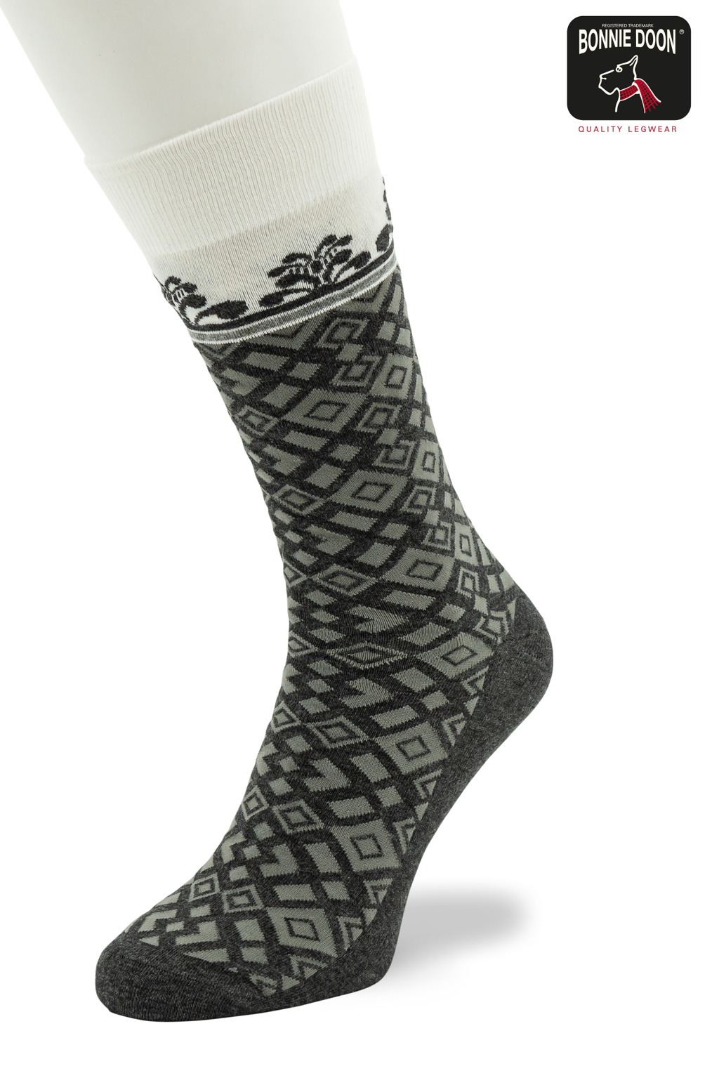 Geometric Border sock Grey melange