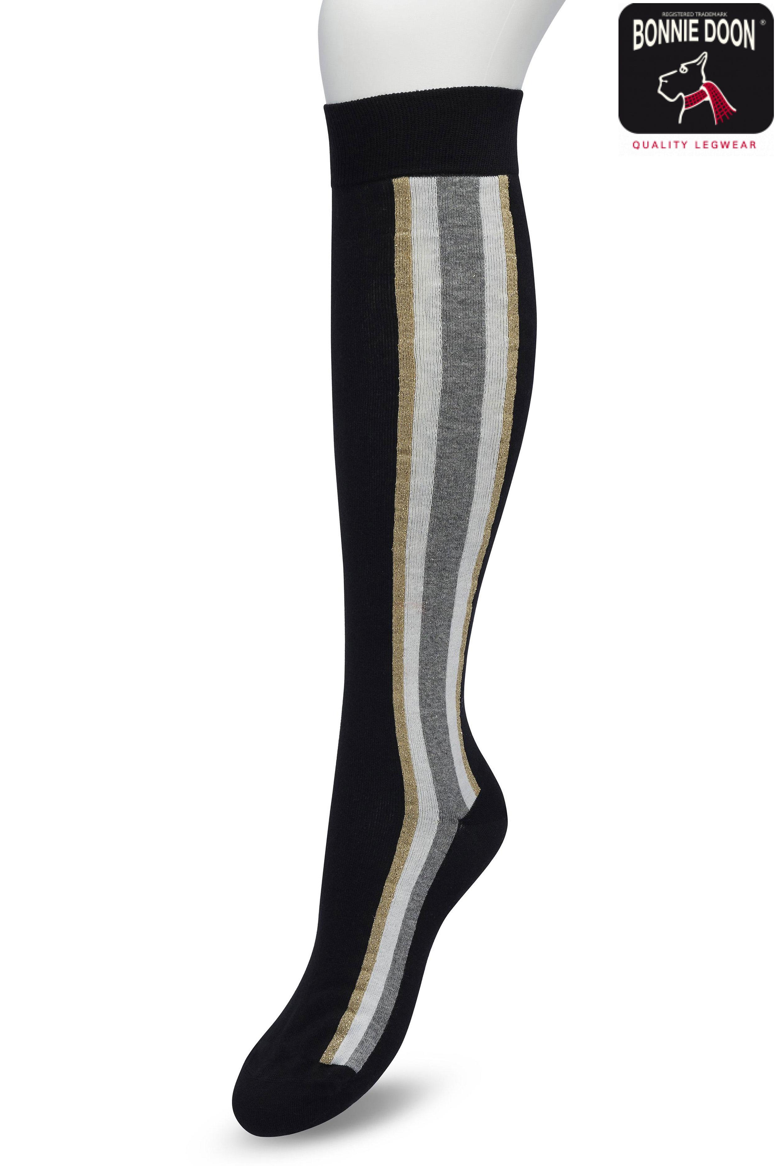 Sporty Stripe Knee Sock Black