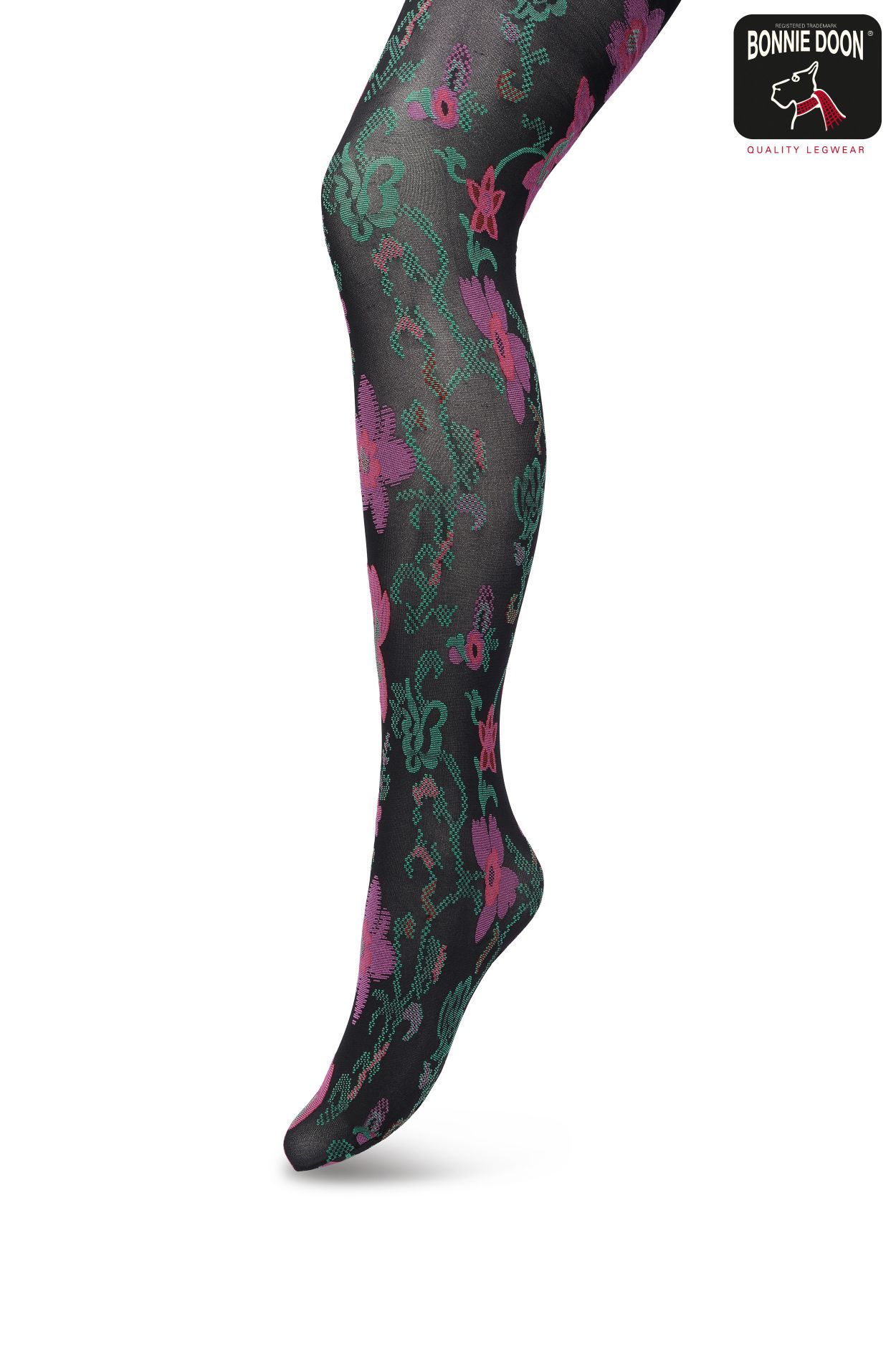 Floral Ornament Tights Black