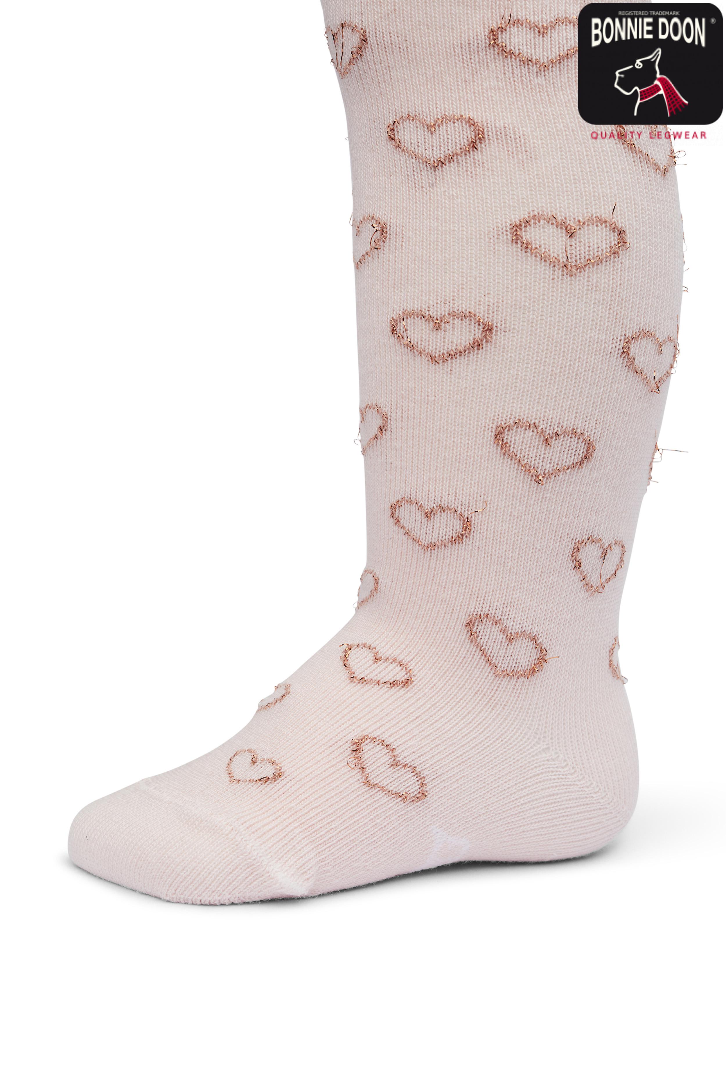 Lurex hearts tights organic Strawberry cream peach