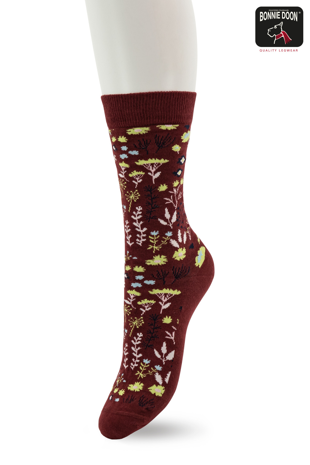 Mystic Garden Sock Oxblood red