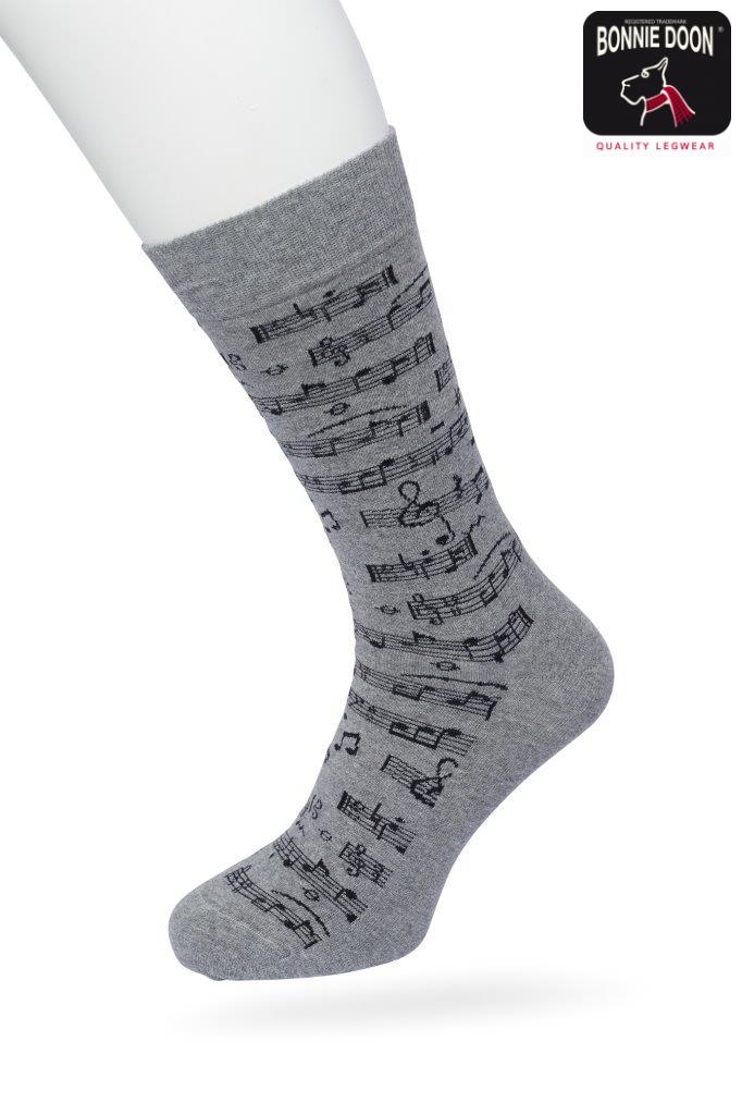 Music Notes  sock Medium grey heather