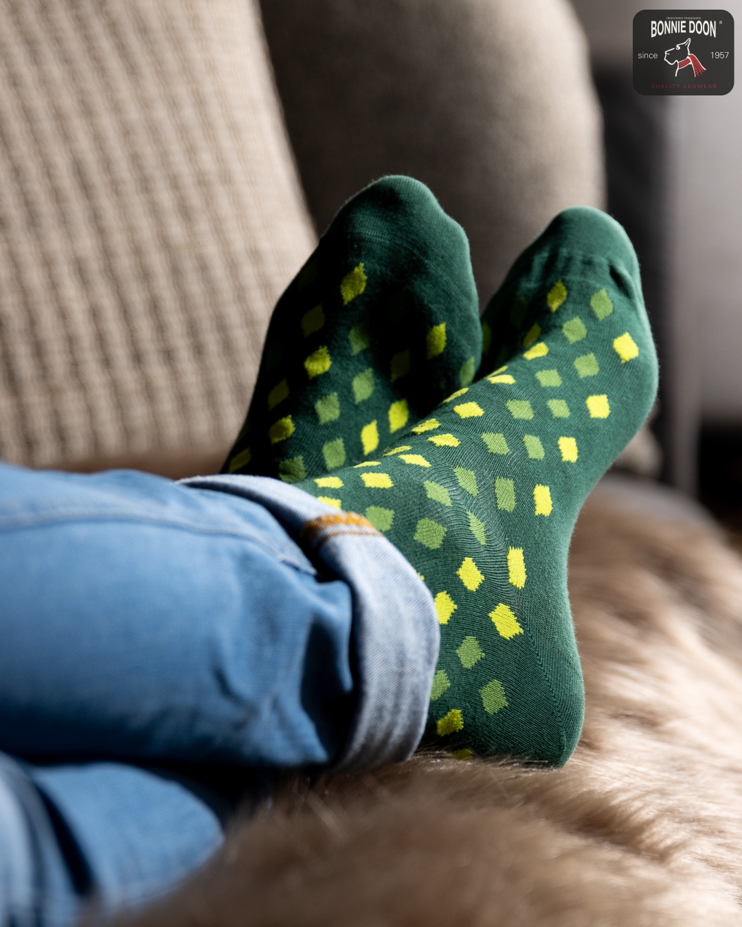 Diamond Drops sock Jungle green