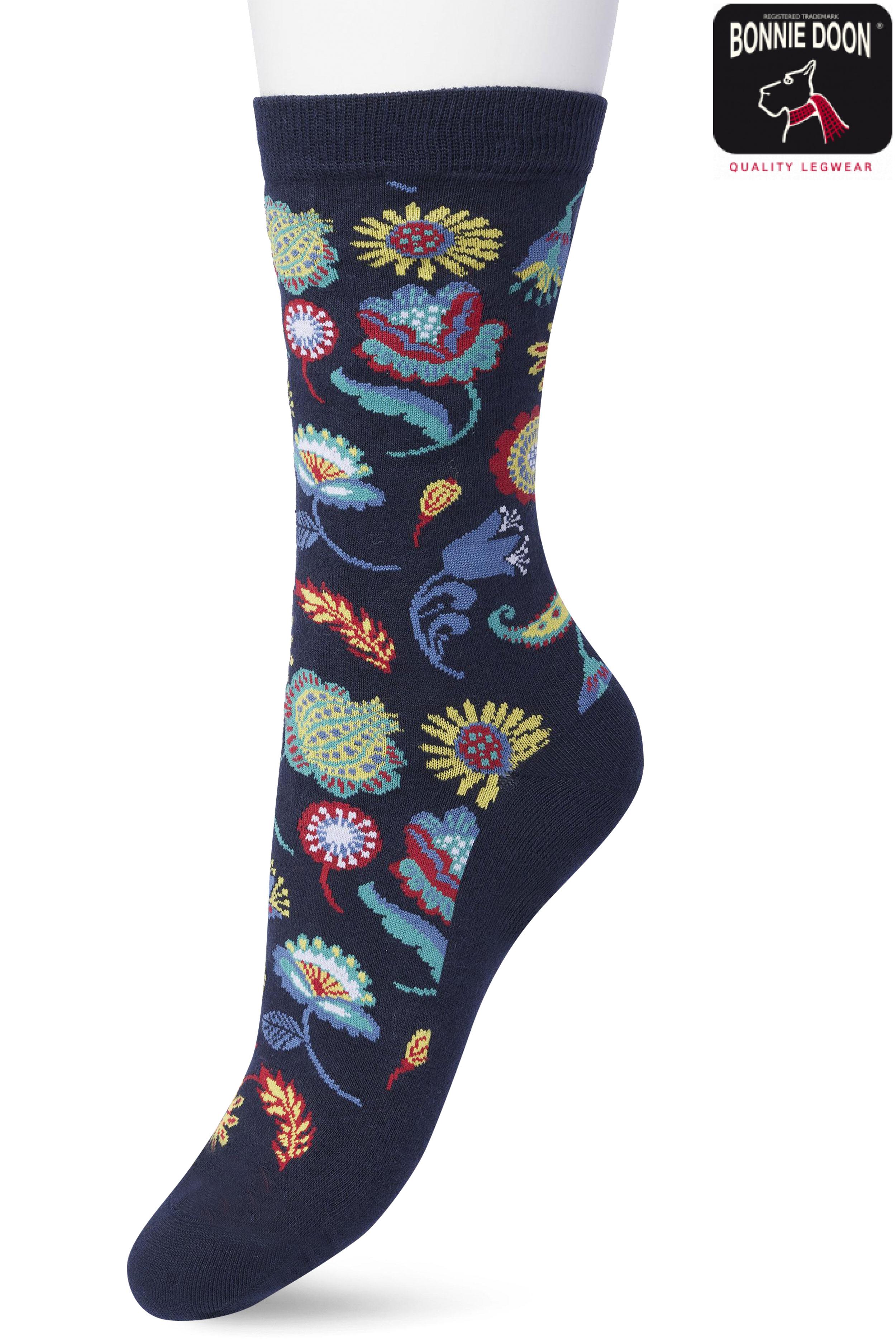 Flower Fantasy sock Dark blue