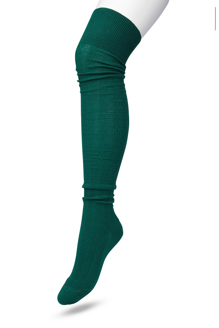 Classic Cable Over Knee Sock Trekking green