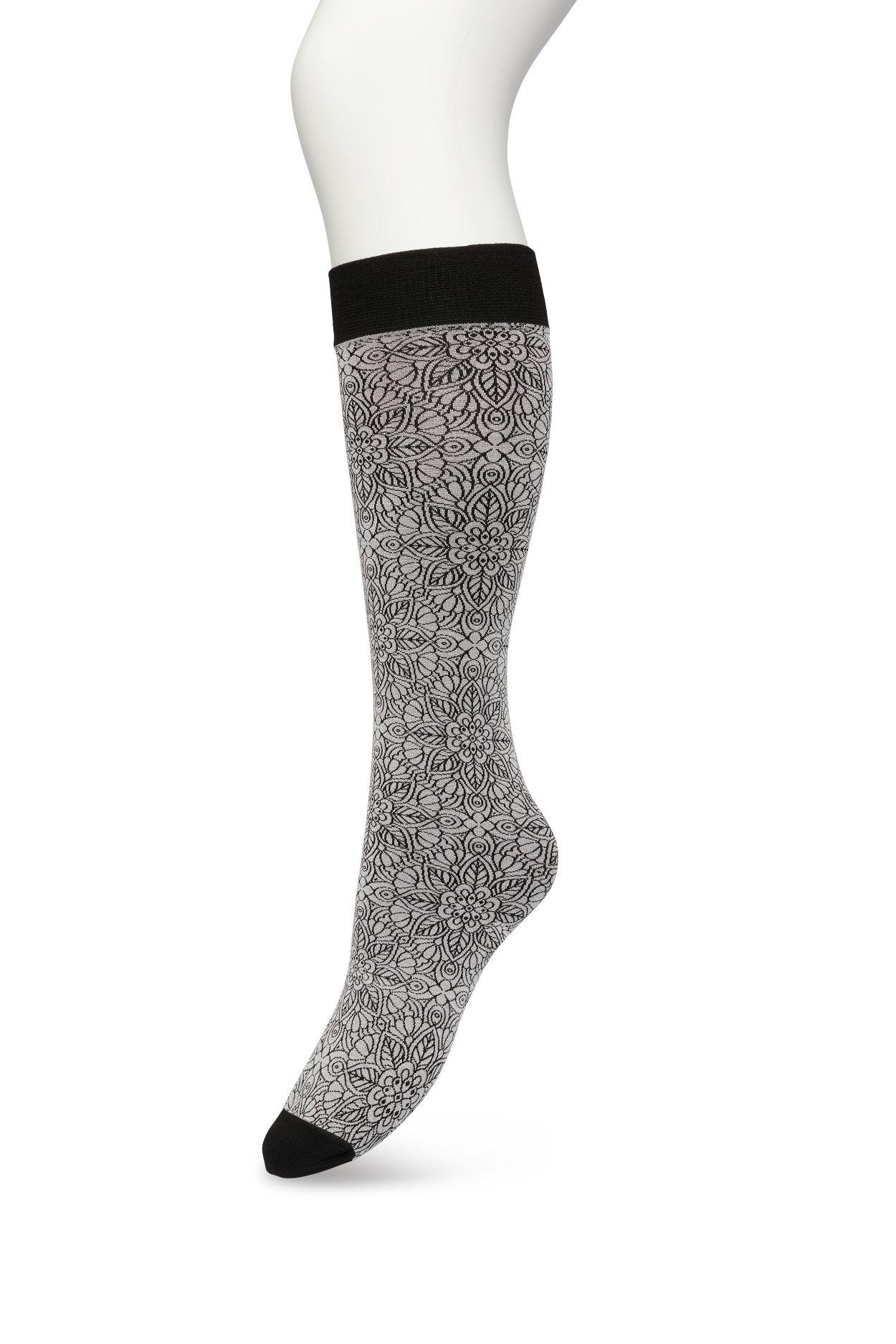 Mandala Flower Knee-High Grey