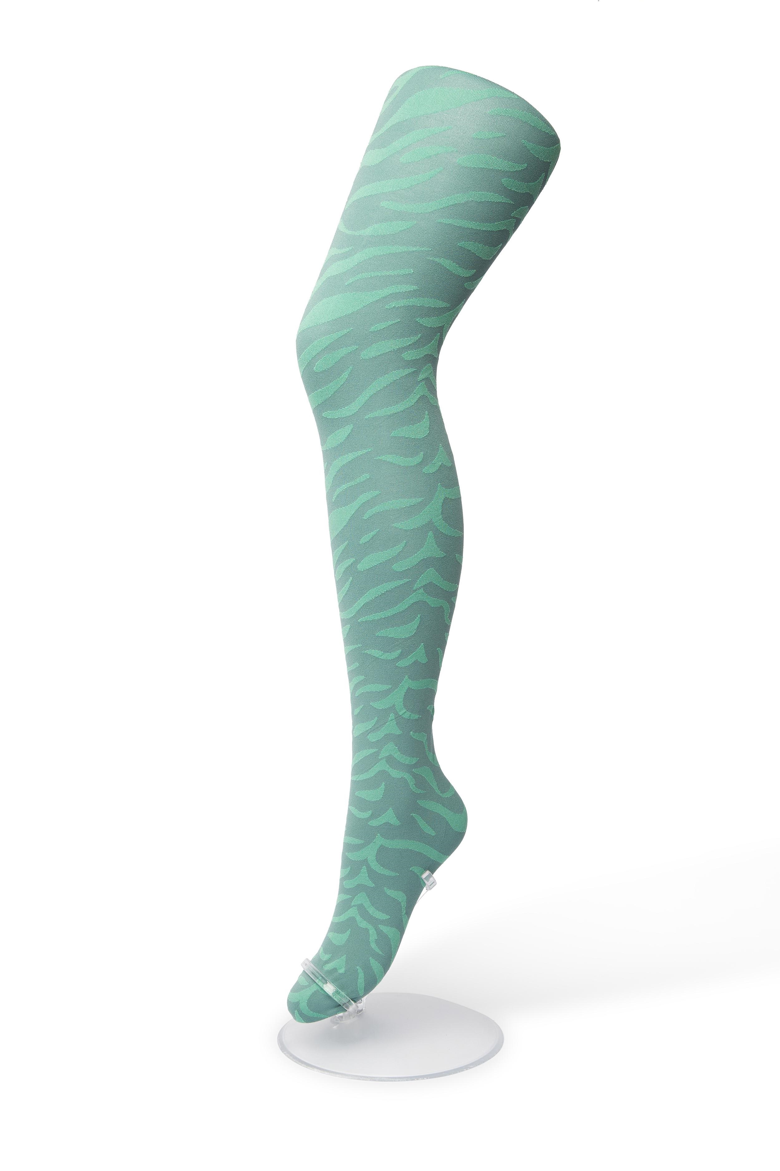 Zebra tights 100 denier Malachite green