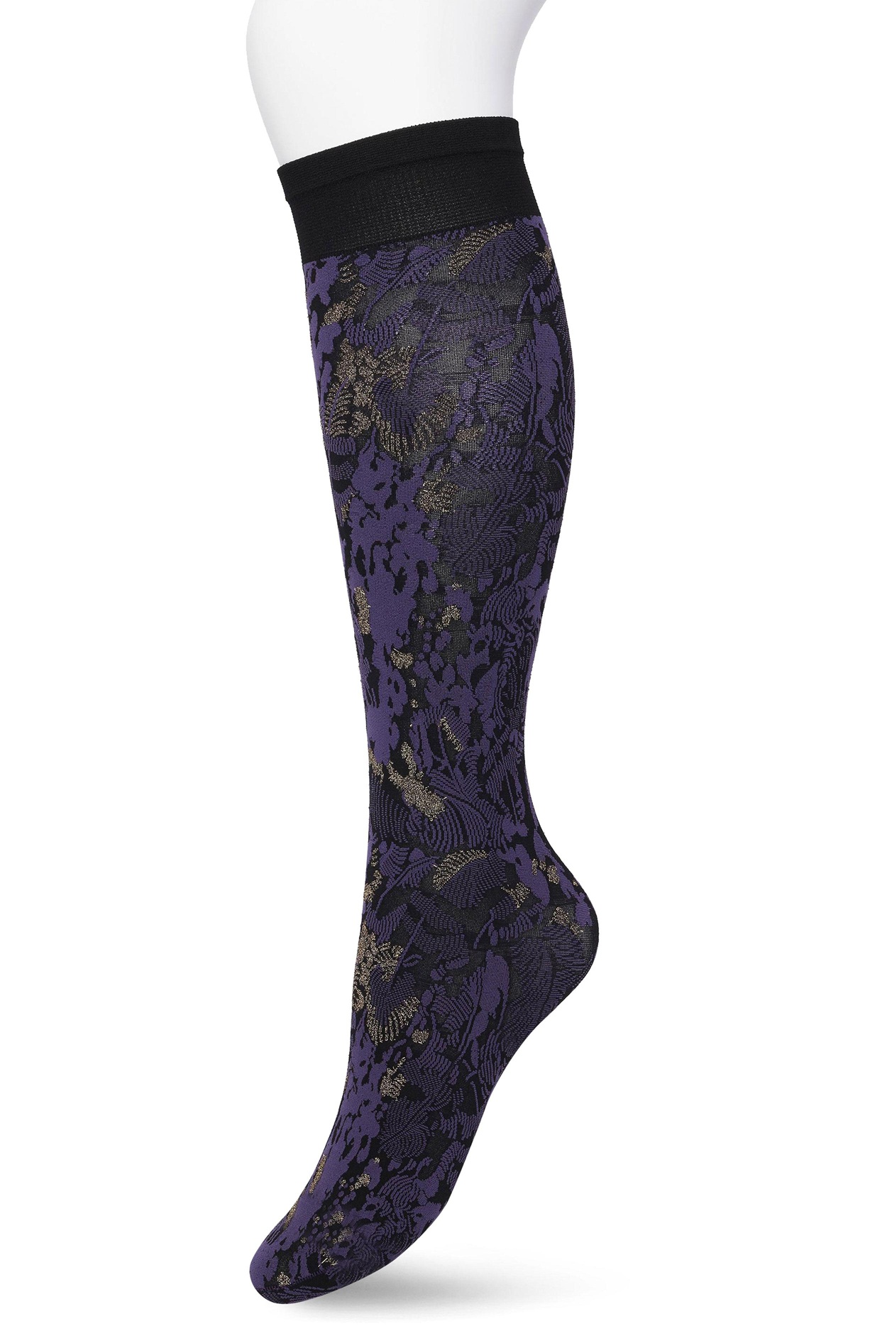 Botanical Lurex knee high Purple velvet