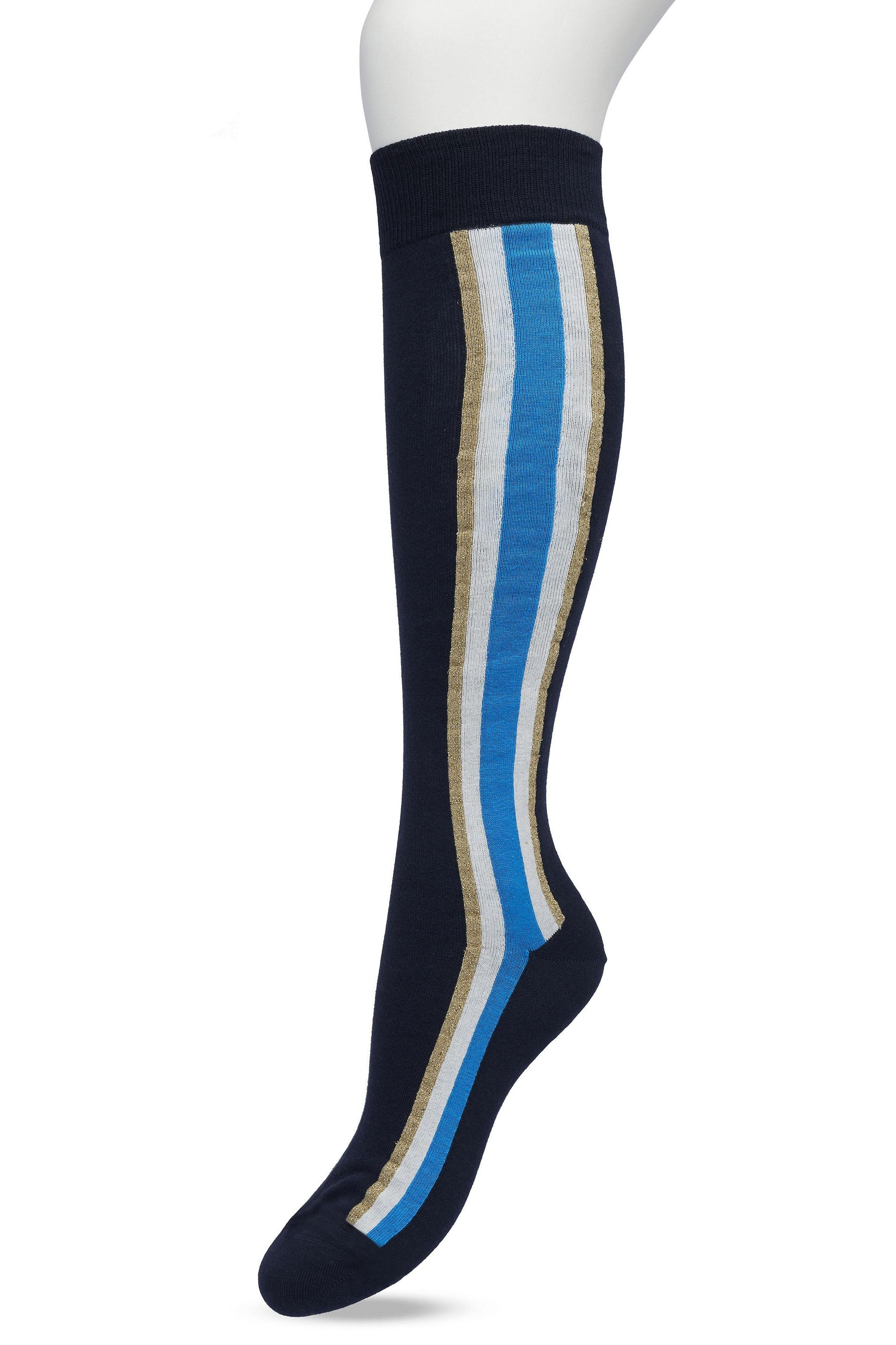 Sporty Stripe Knee Sock Navy