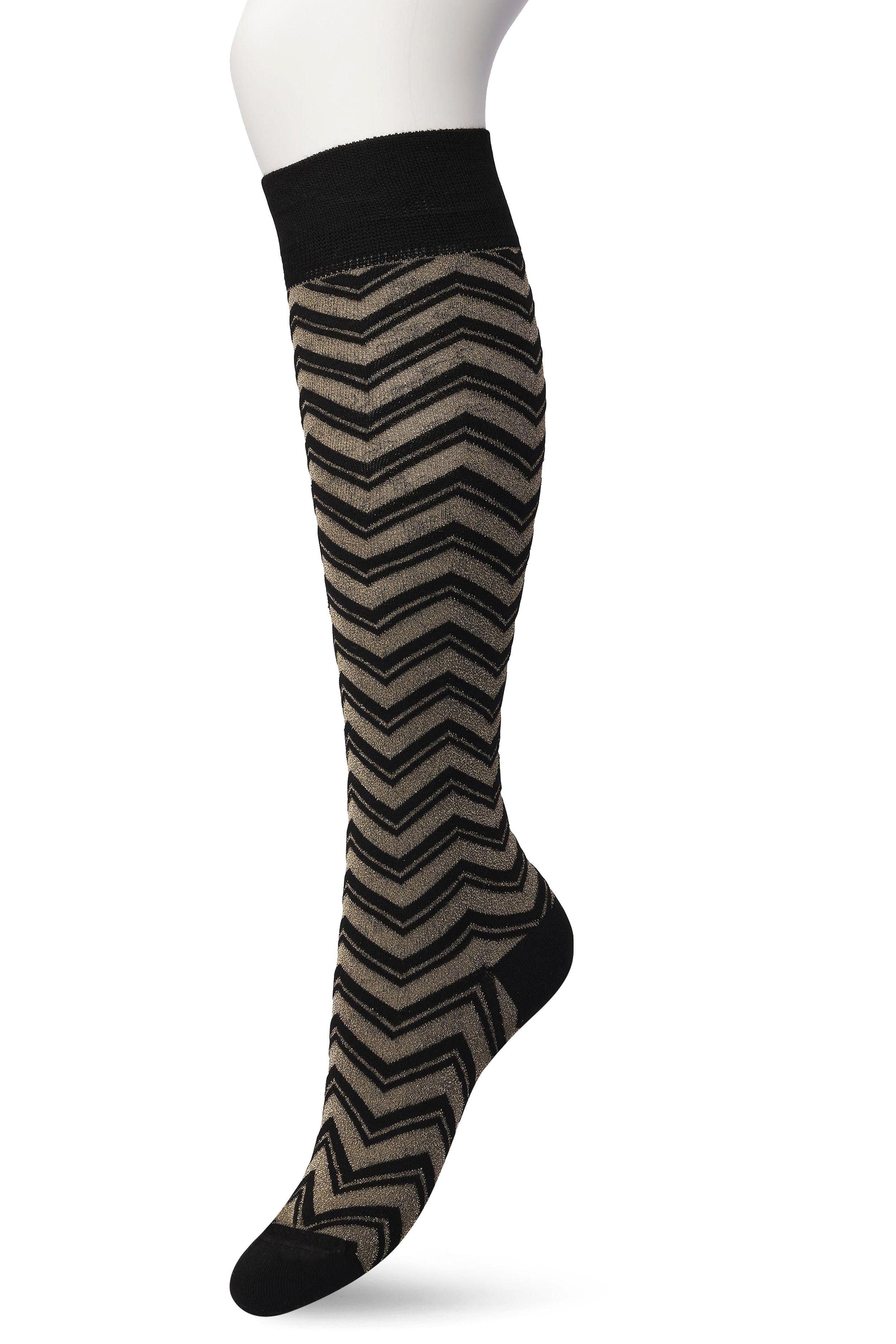 Glittering Zig Zag knee high