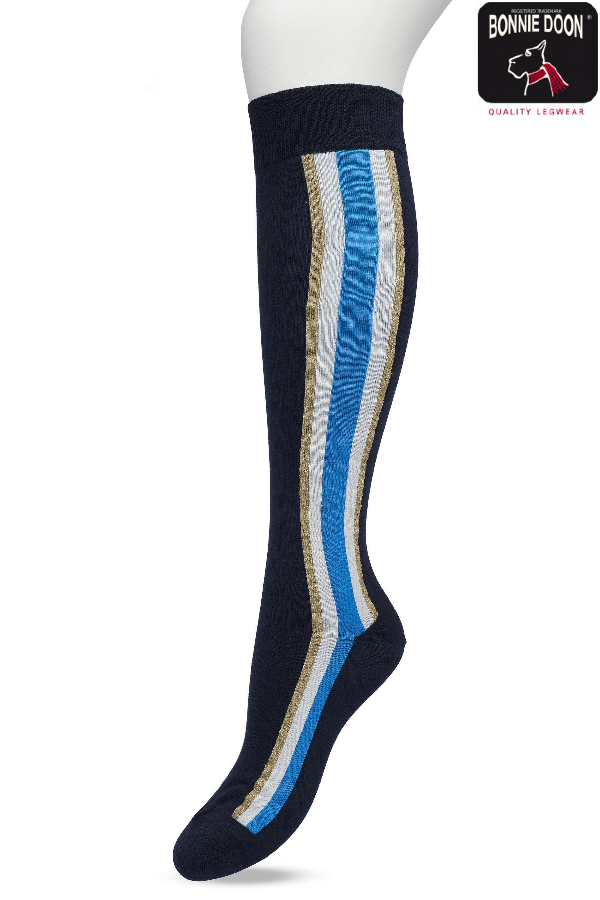 Sporty Stripe Knee Sock Navy