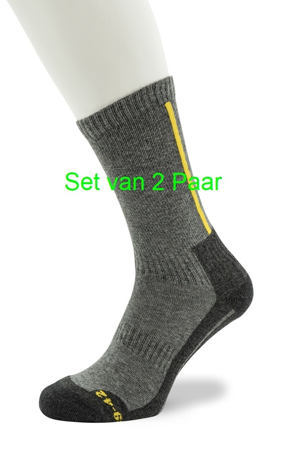 Working Sock Cotton set of 2 pairs Grey mele yellow