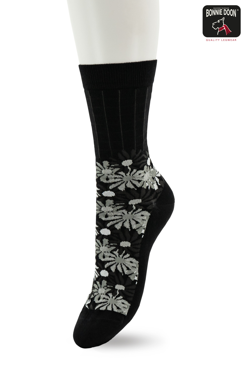 Flower Checks sock Black